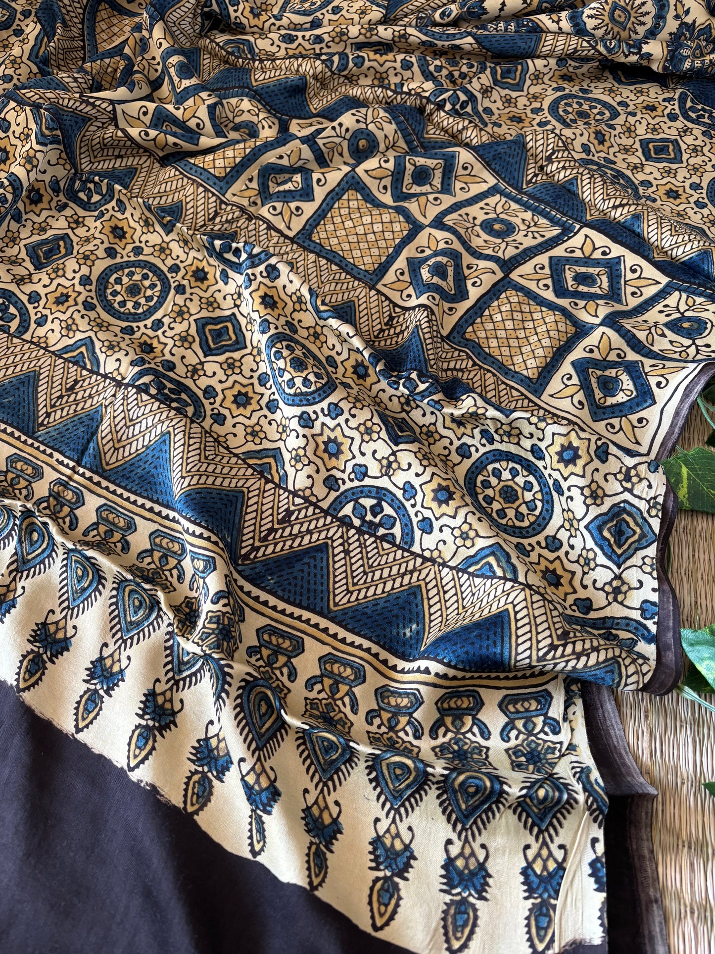 Ajrakh Modal Silk Saree