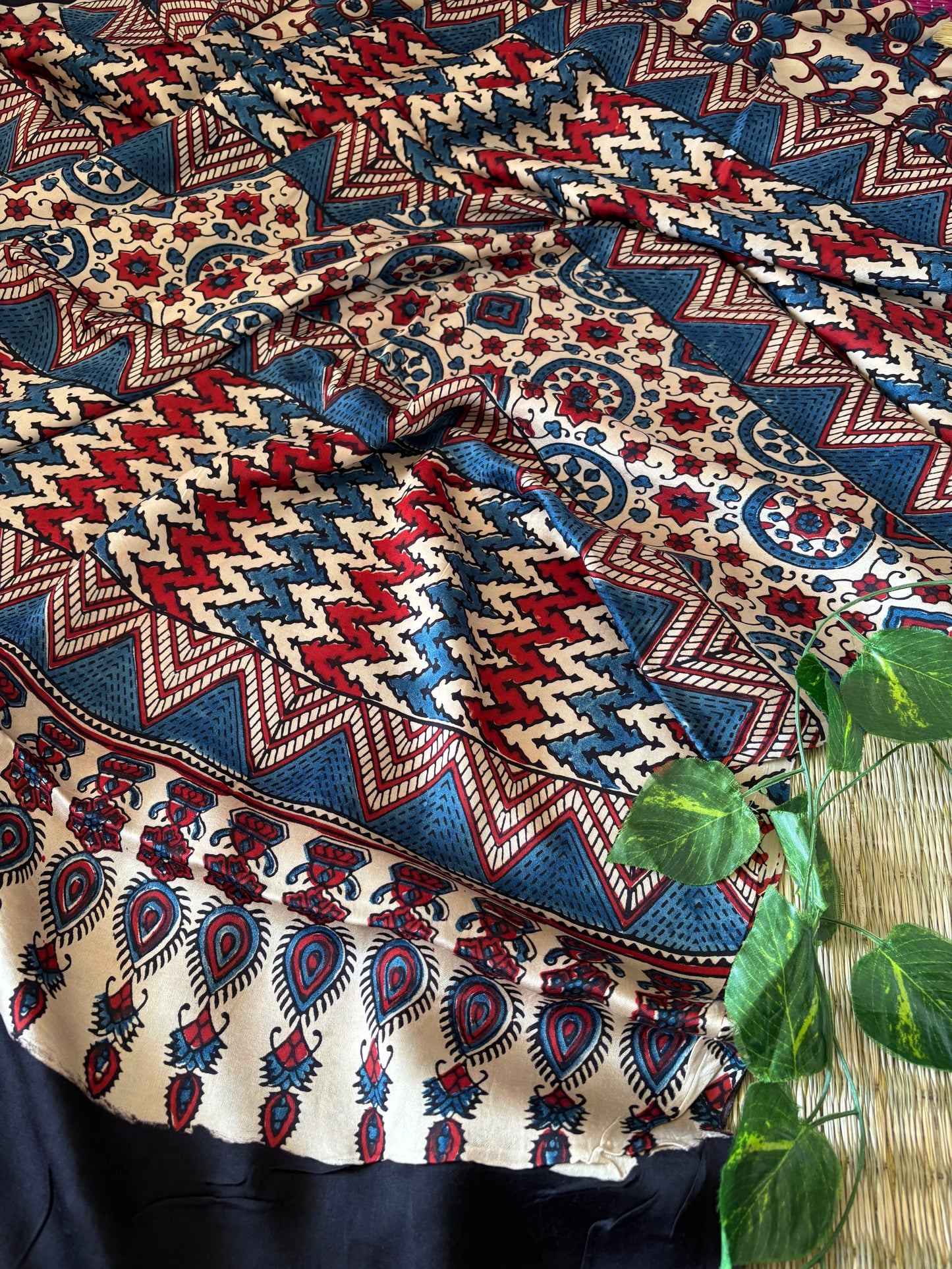 Ajrakh Modal Silk Saree
