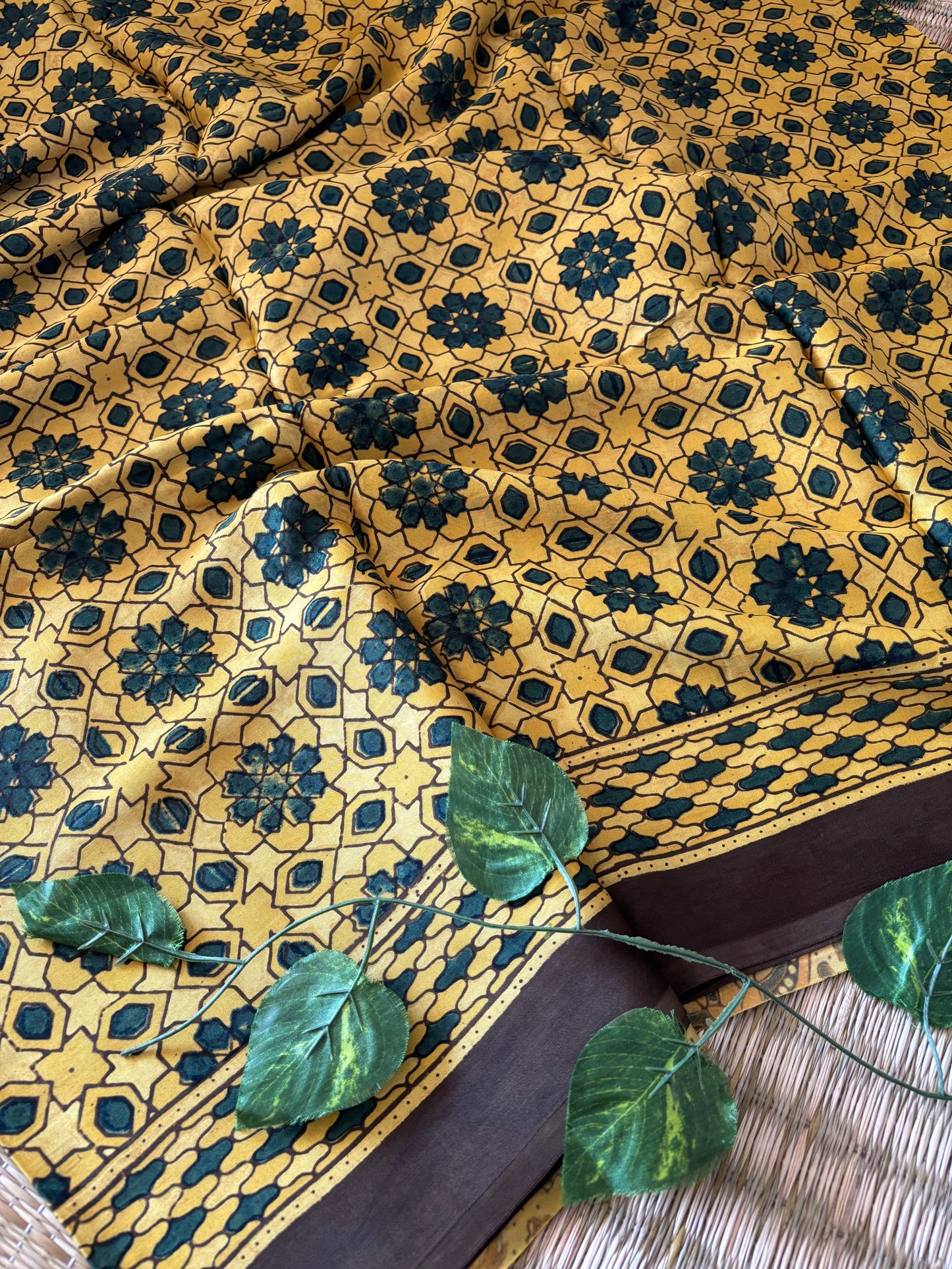 Ajrakh Modal Silk Saree