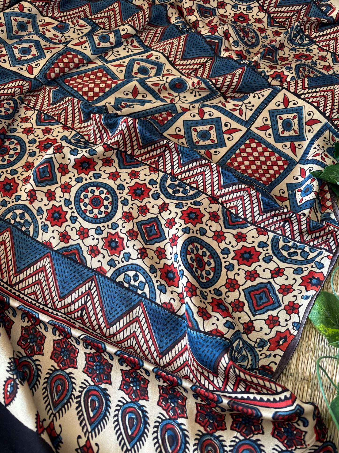 Ajrakh Modal Silk Saree