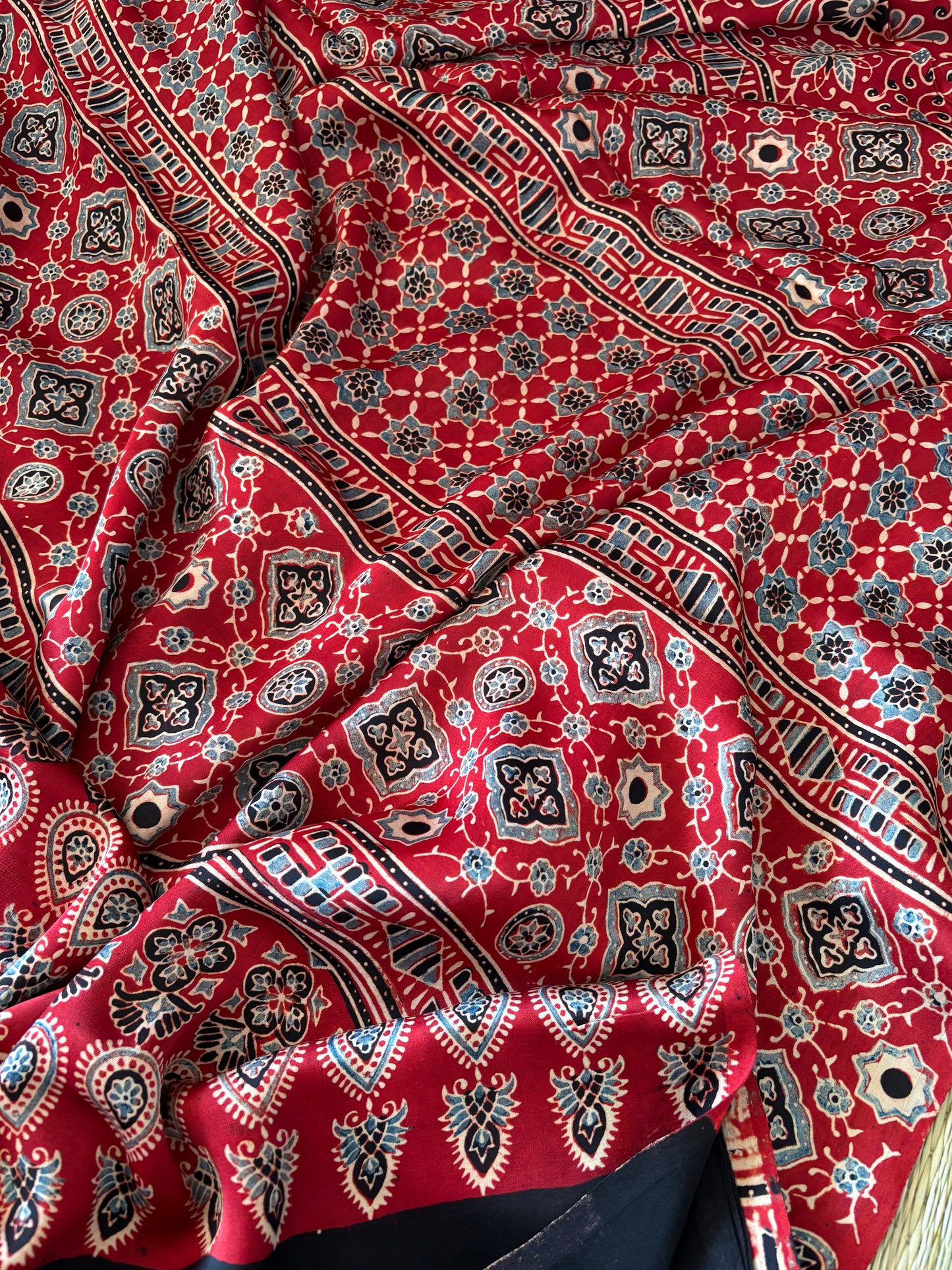 Ajrakh Modal Silk Saree