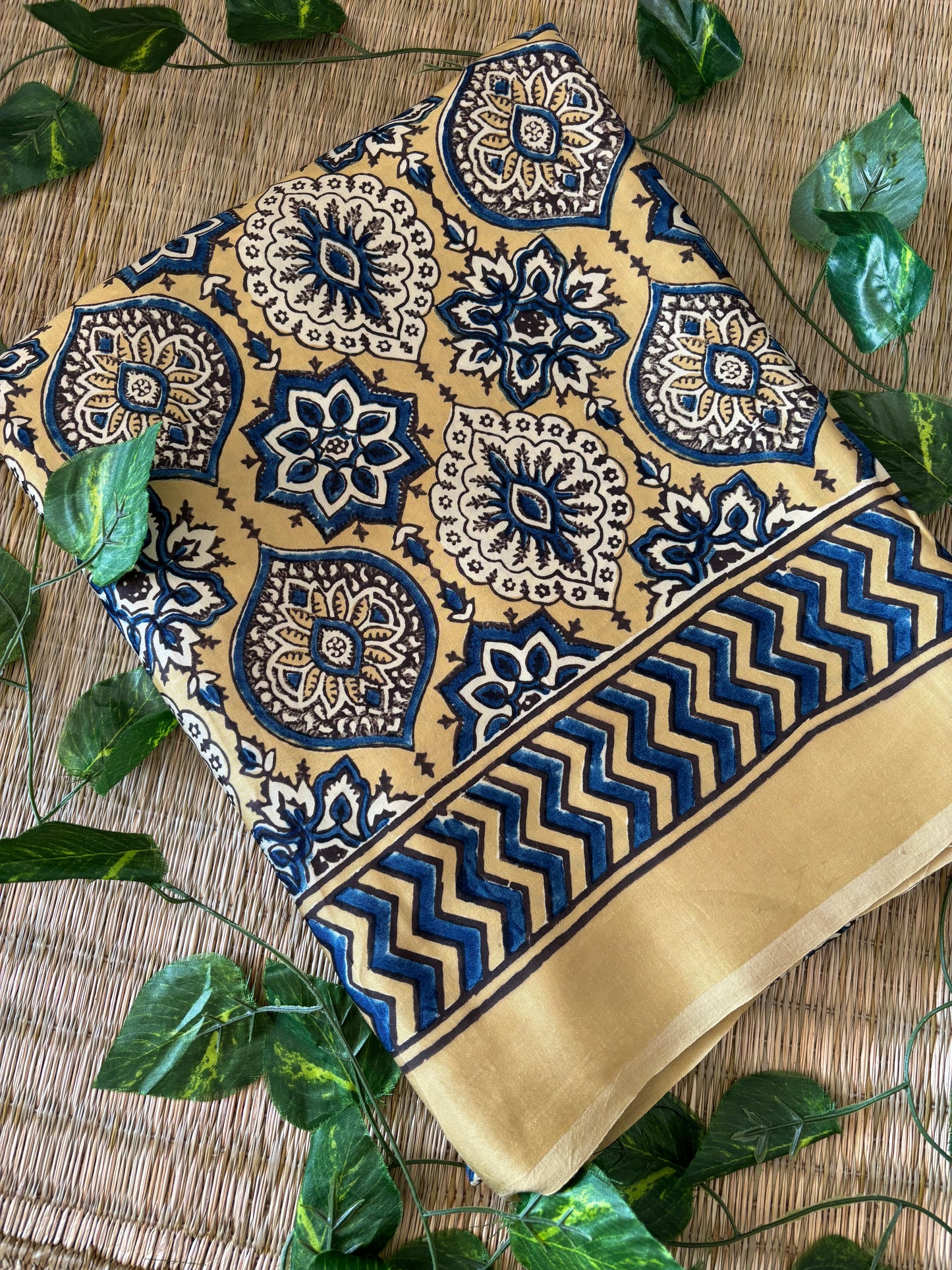 Ajrakh Modal Silk Saree
