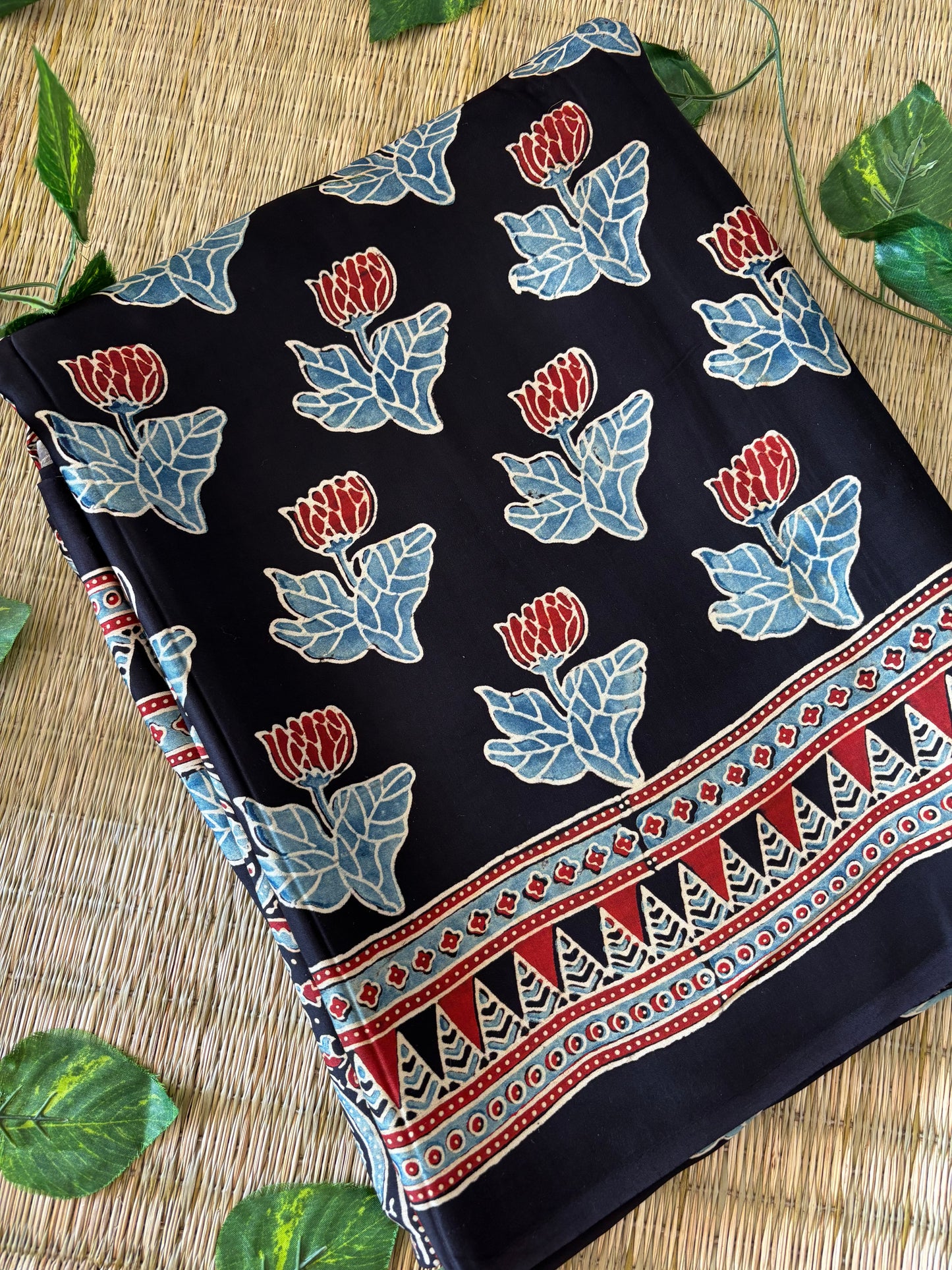 Ajrakh Modal Silk Saree