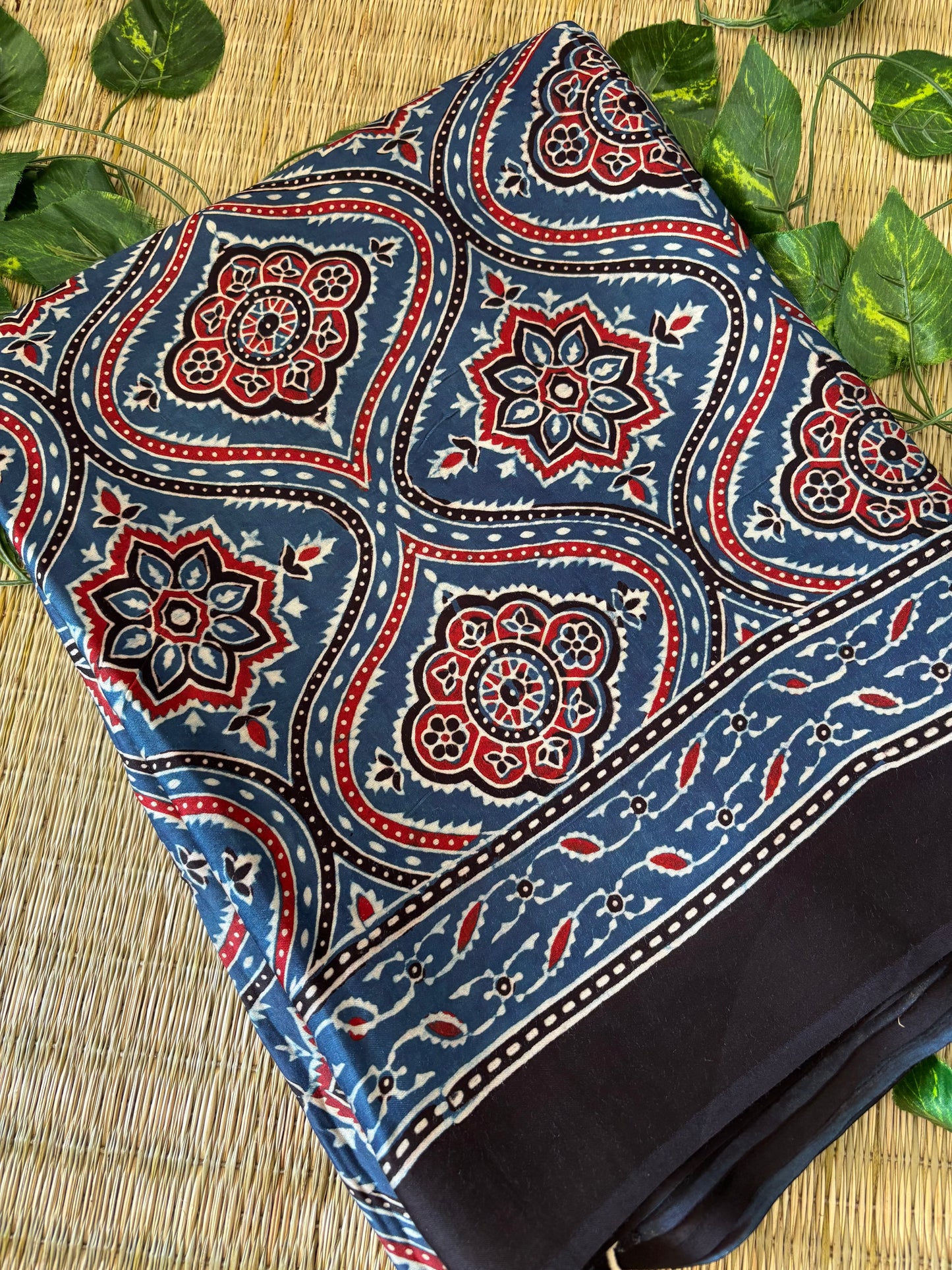 Ajrakh Modal Silk Saree