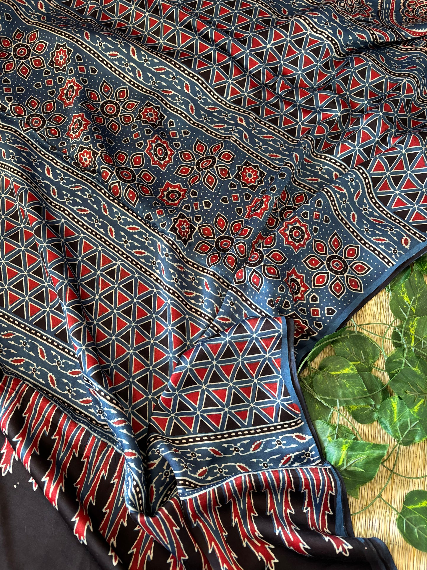 Ajrakh Modal Silk Saree