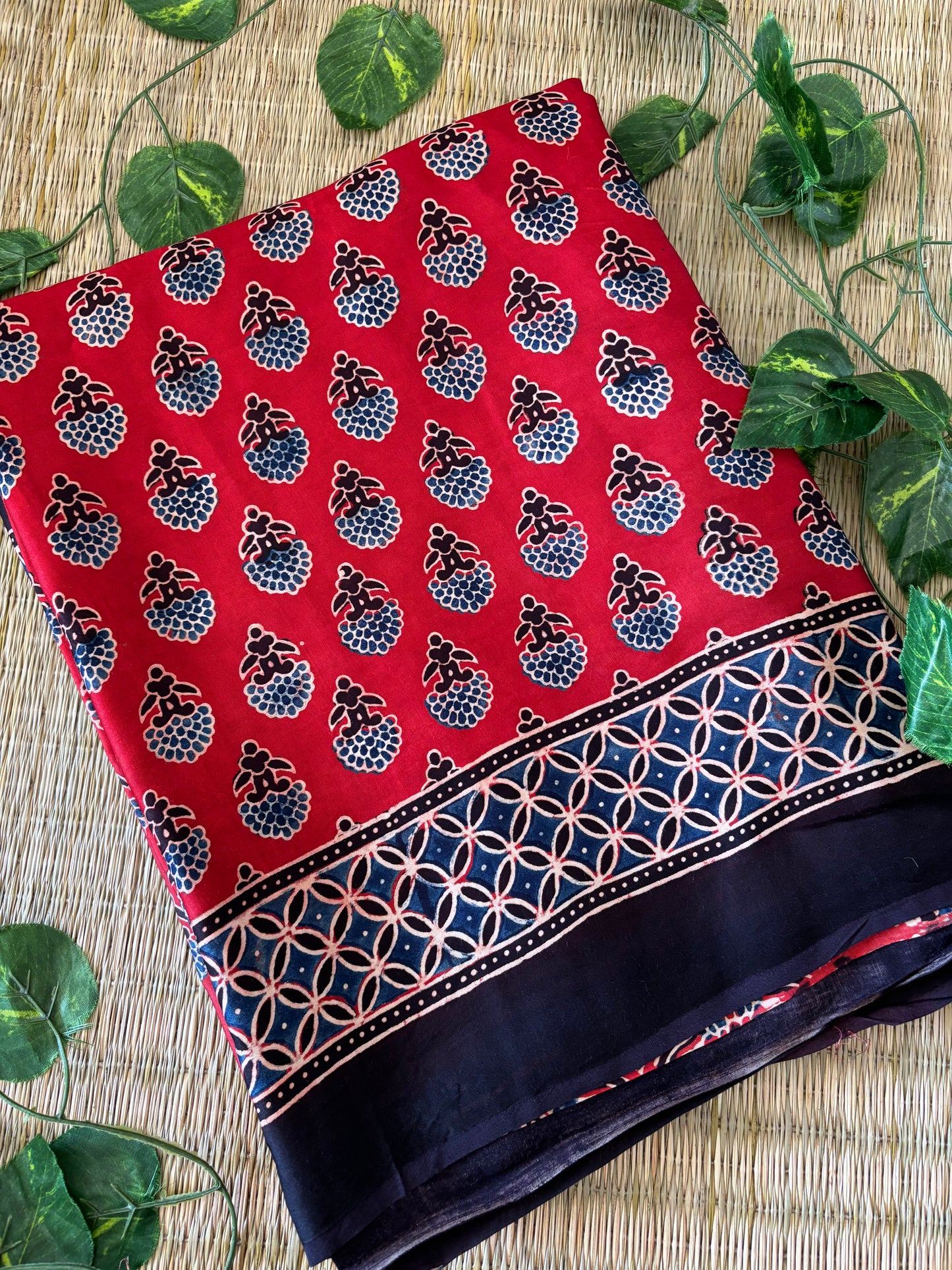 Ajrakh Modal Silk Saree