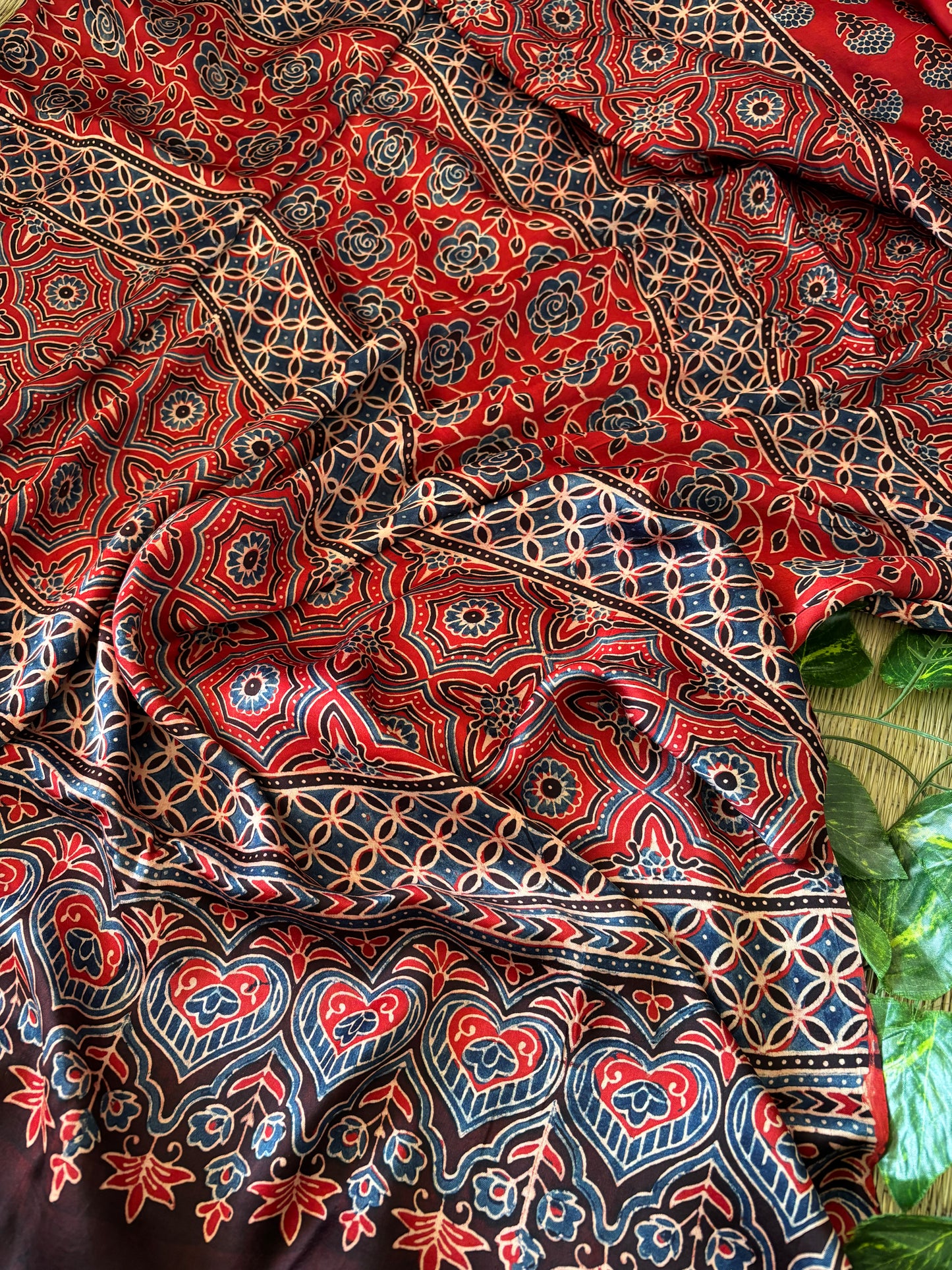 Ajrakh Modal Silk Saree