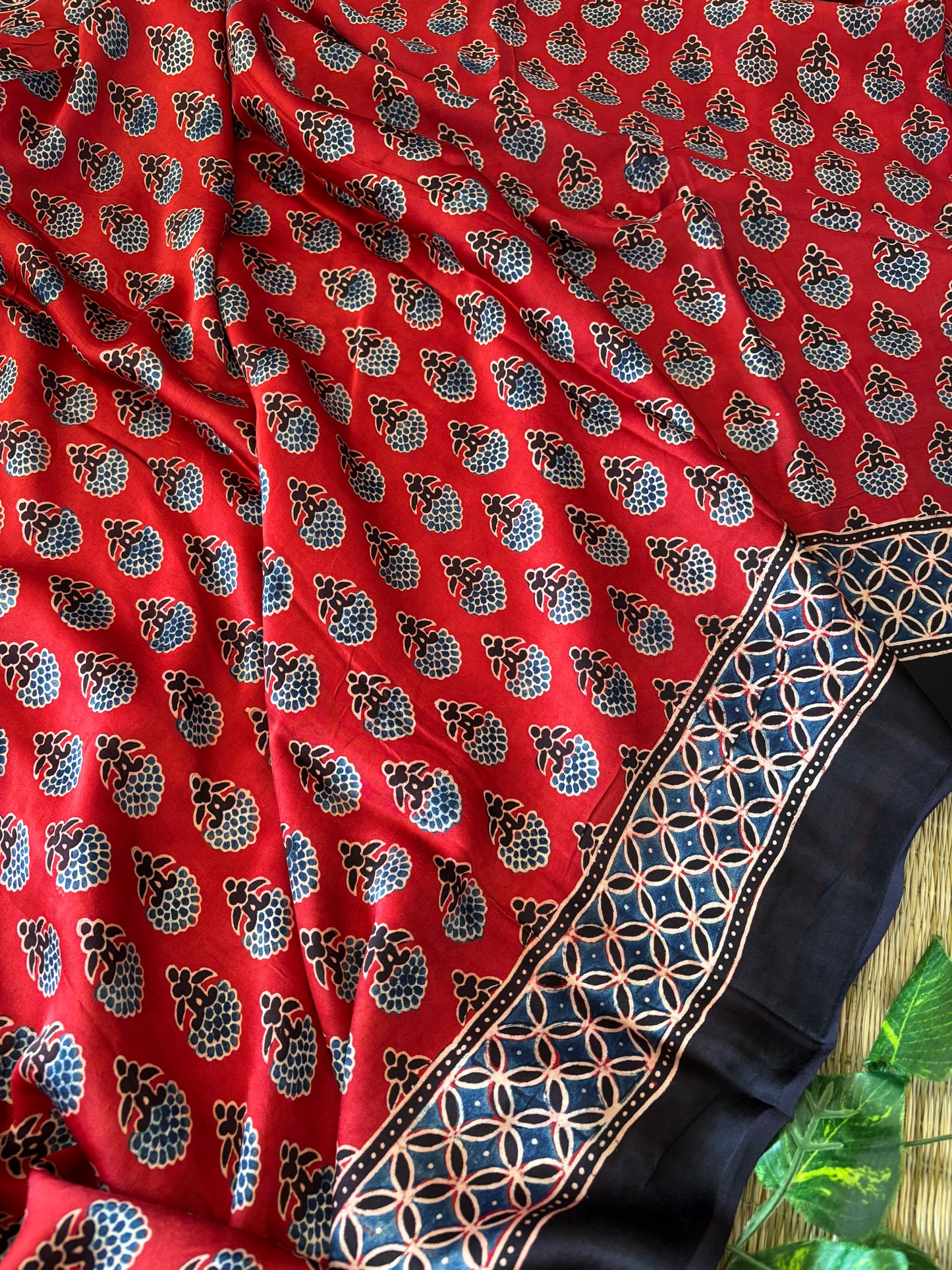 Ajrakh Modal Silk Saree
