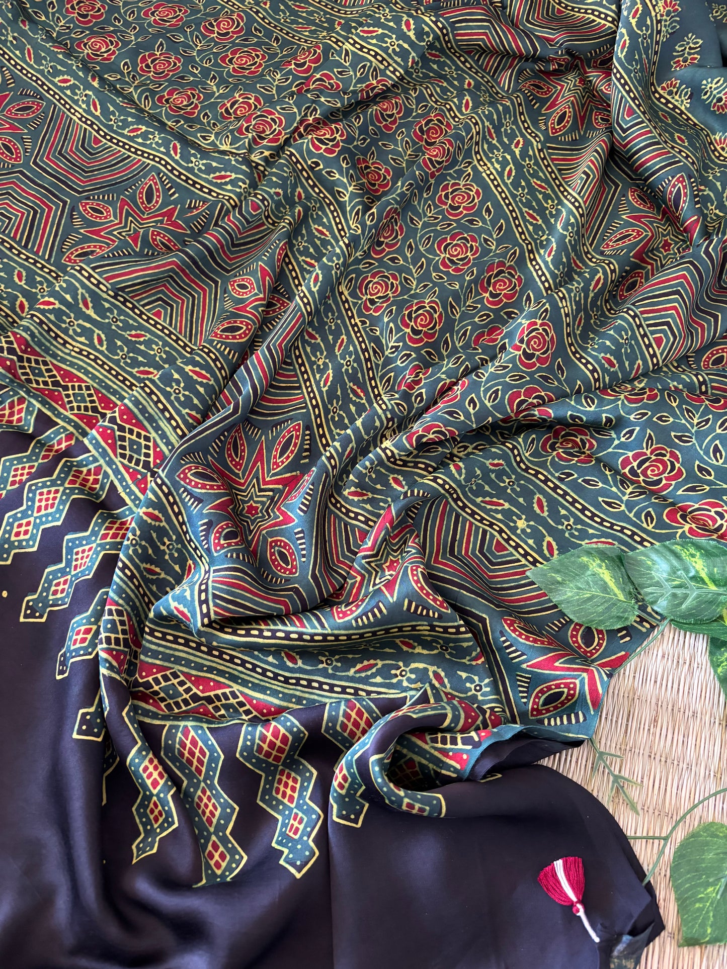 Ajrakh Modal Silk Saree