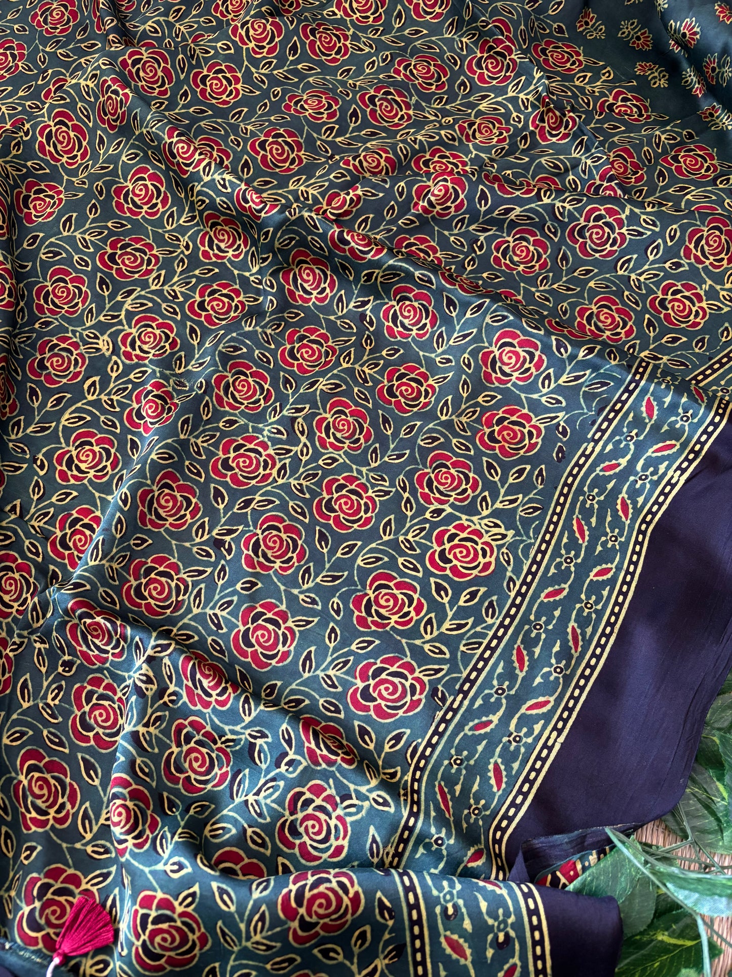 Ajrakh Modal Silk Saree
