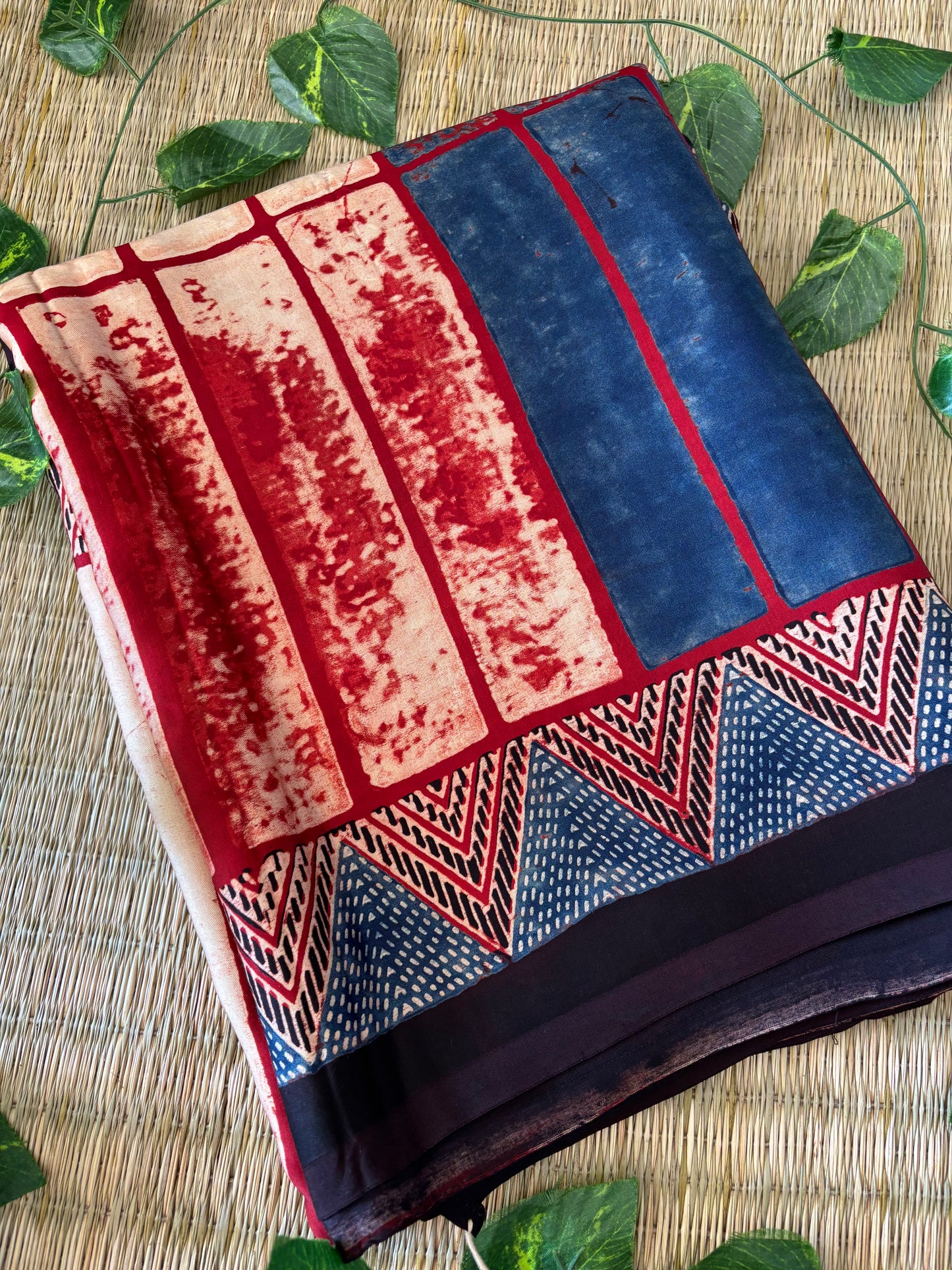 Ajrakh Modal Silk Saree