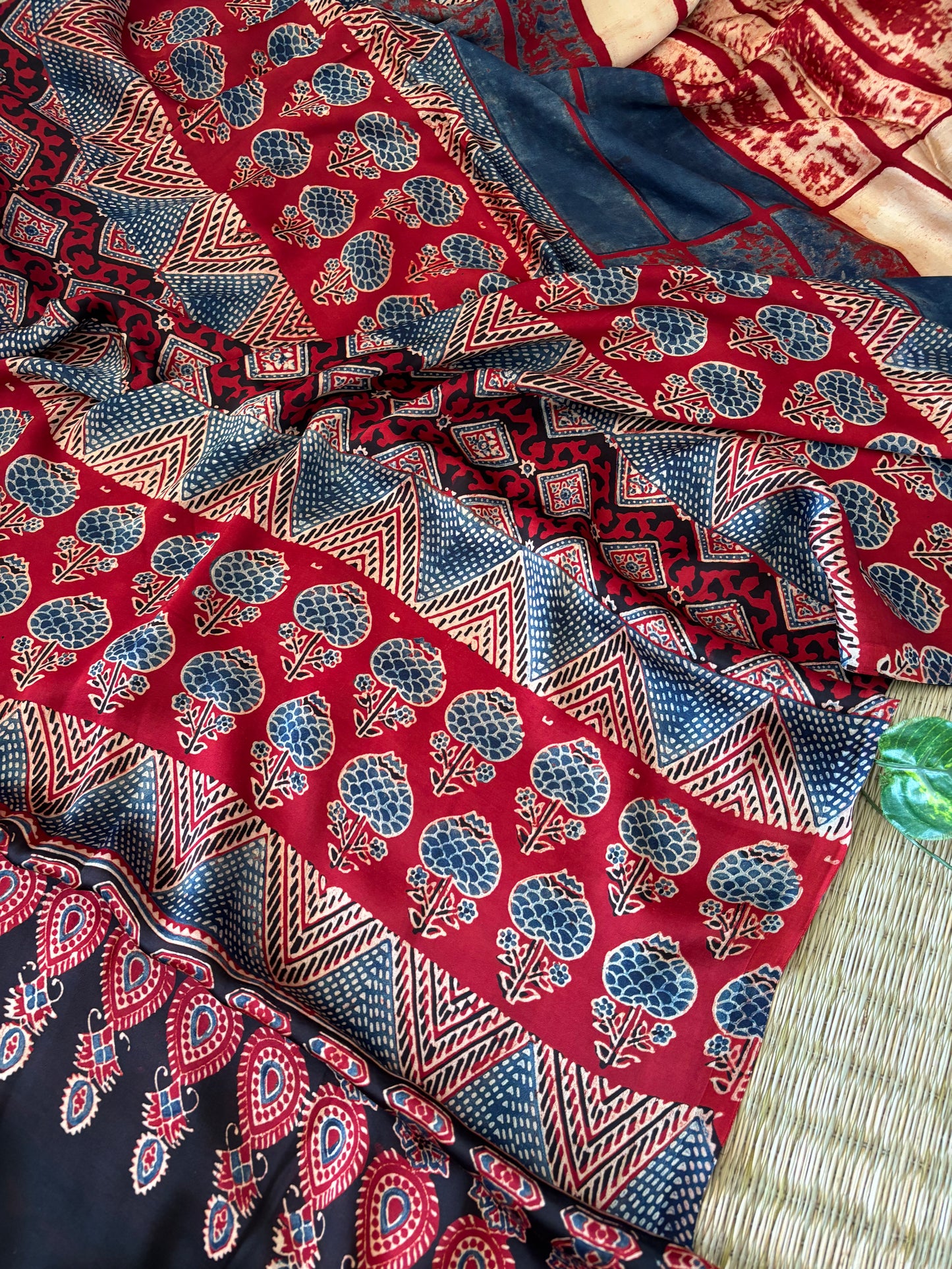 Ajrakh Modal Silk Saree