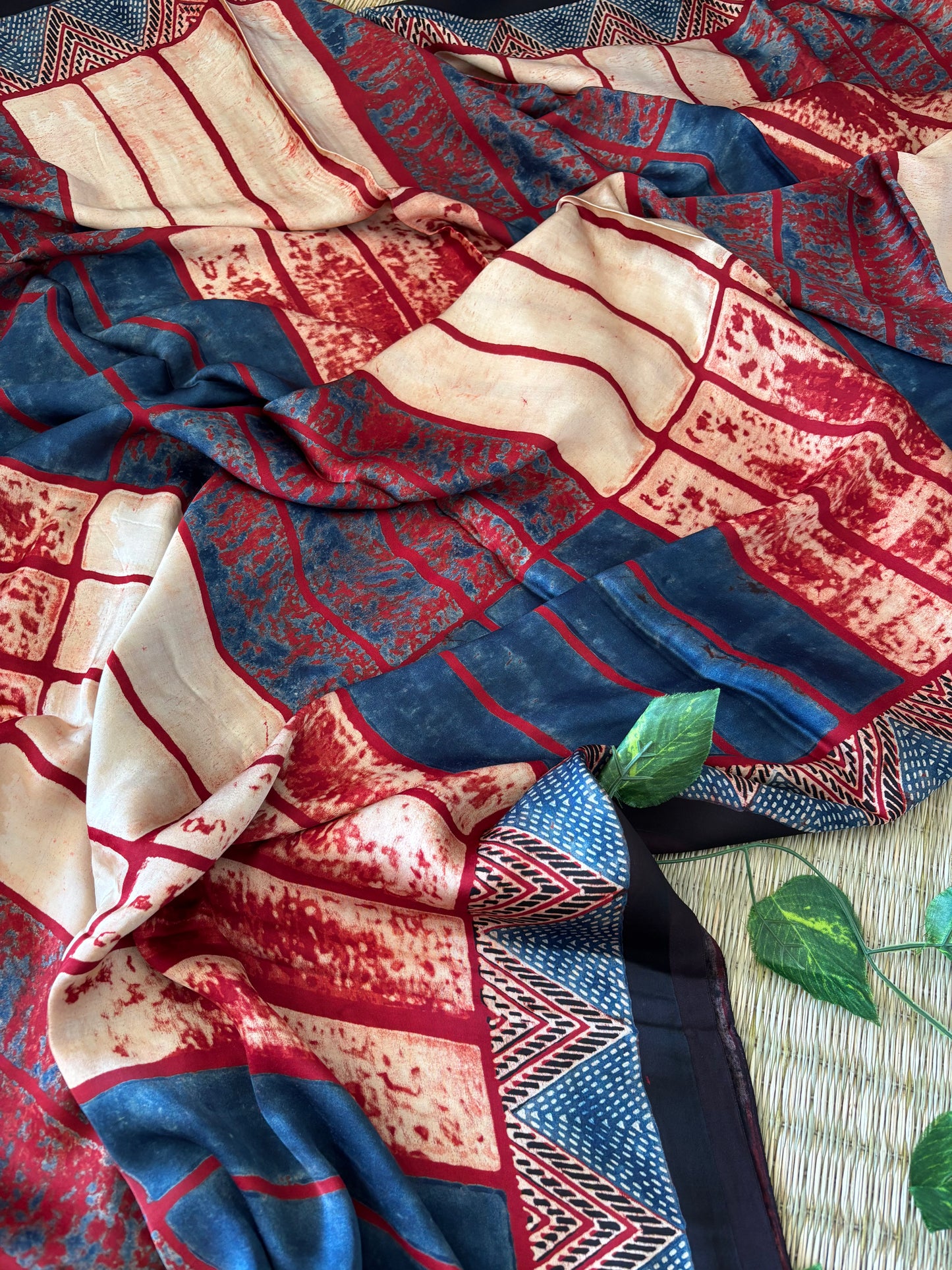 Ajrakh Modal Silk Saree