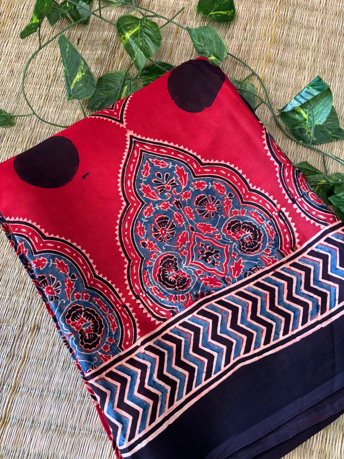 Ajrakh Modal Silk Saree