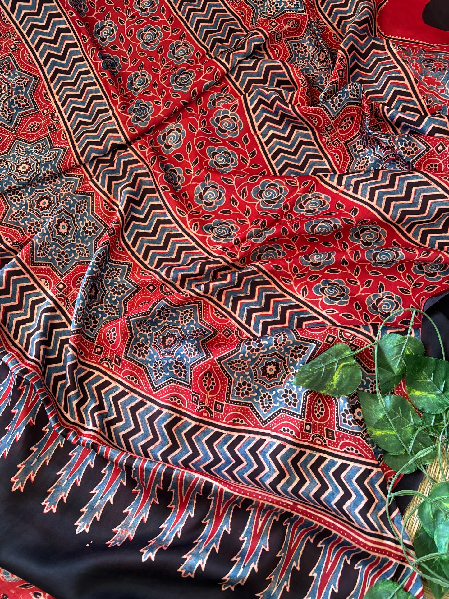 Ajrakh Modal Silk Saree
