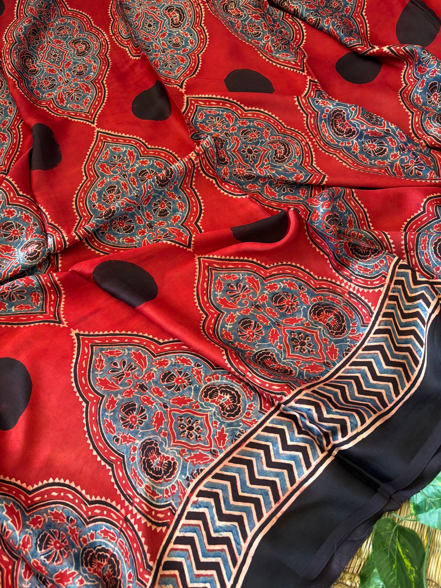 Ajrakh Modal Silk Saree