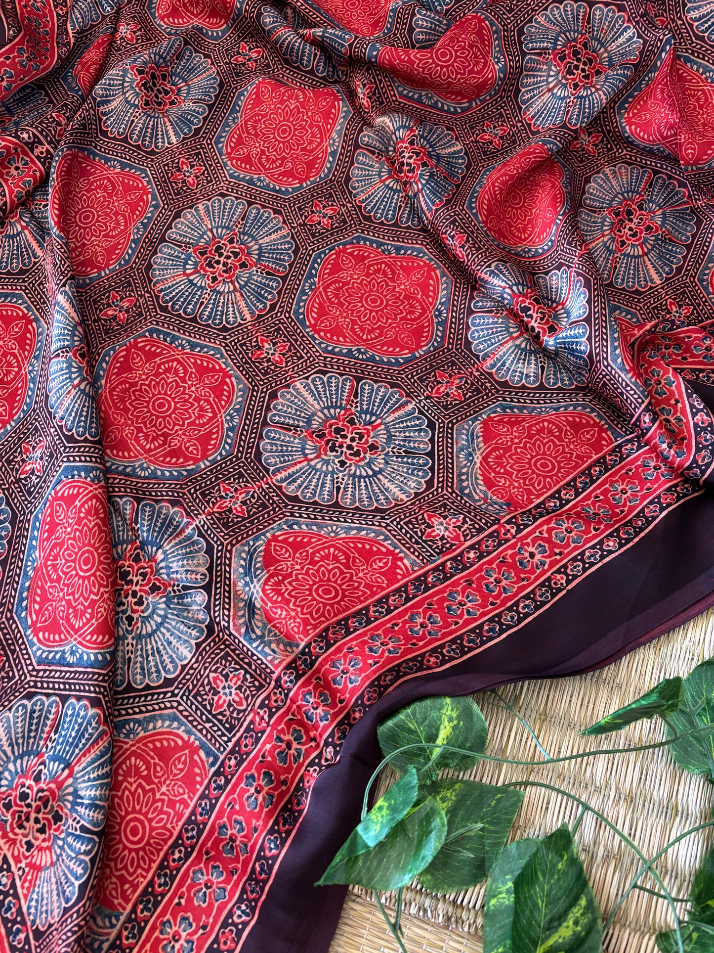 Ajrakh Modal Silk Saree