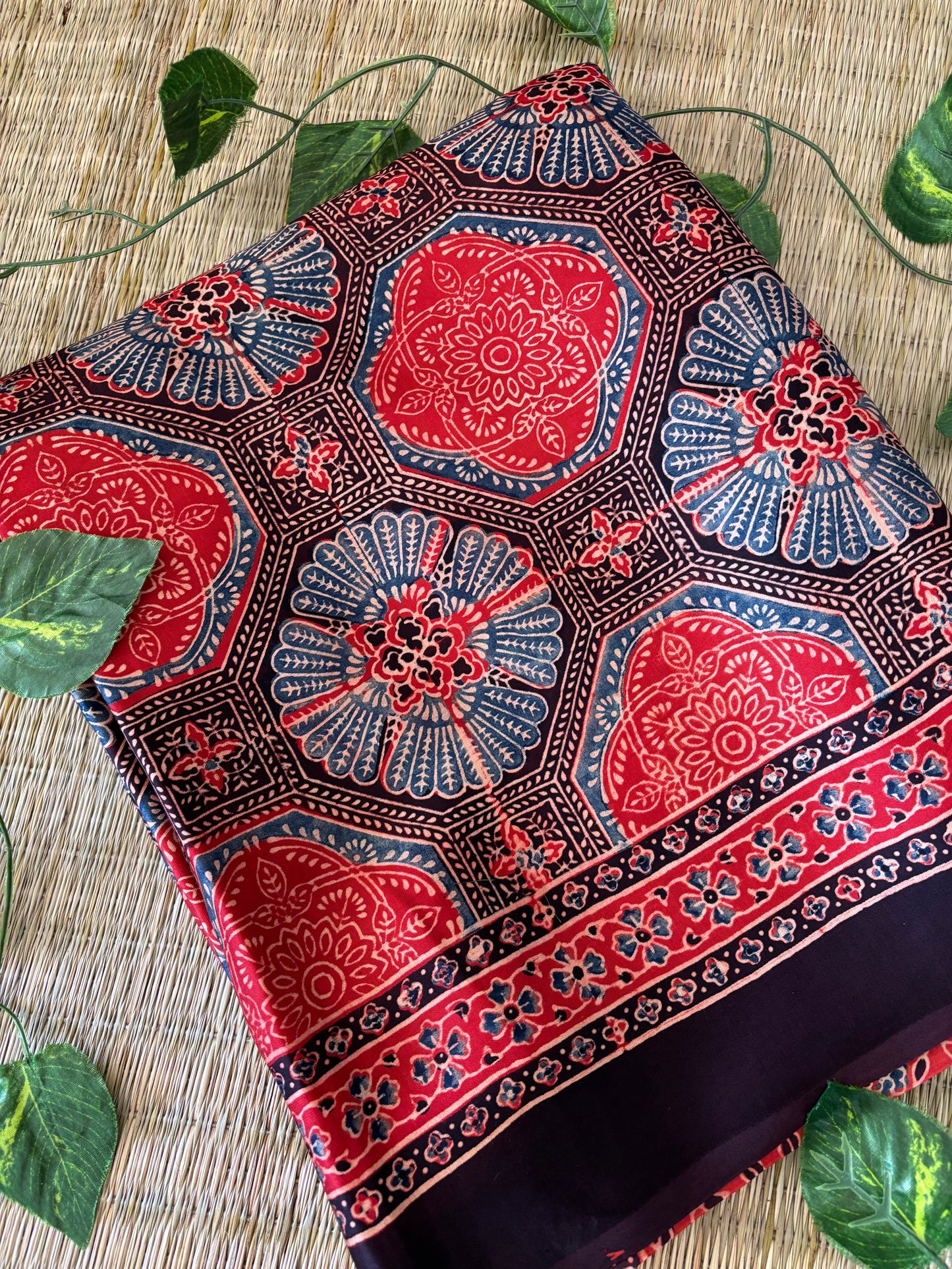 Ajrakh Modal Silk Saree