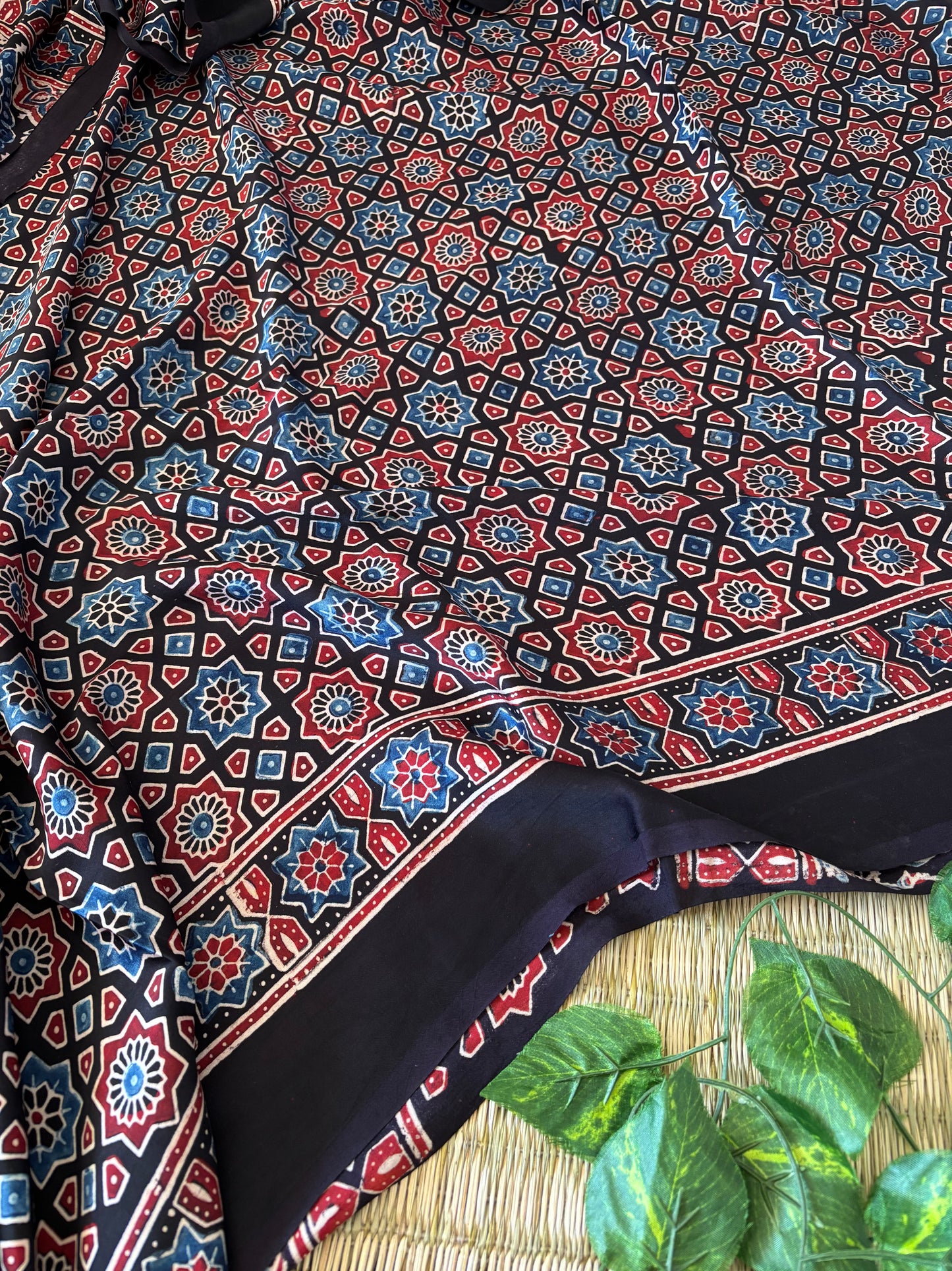 Ajrakh Modal Silk Saree