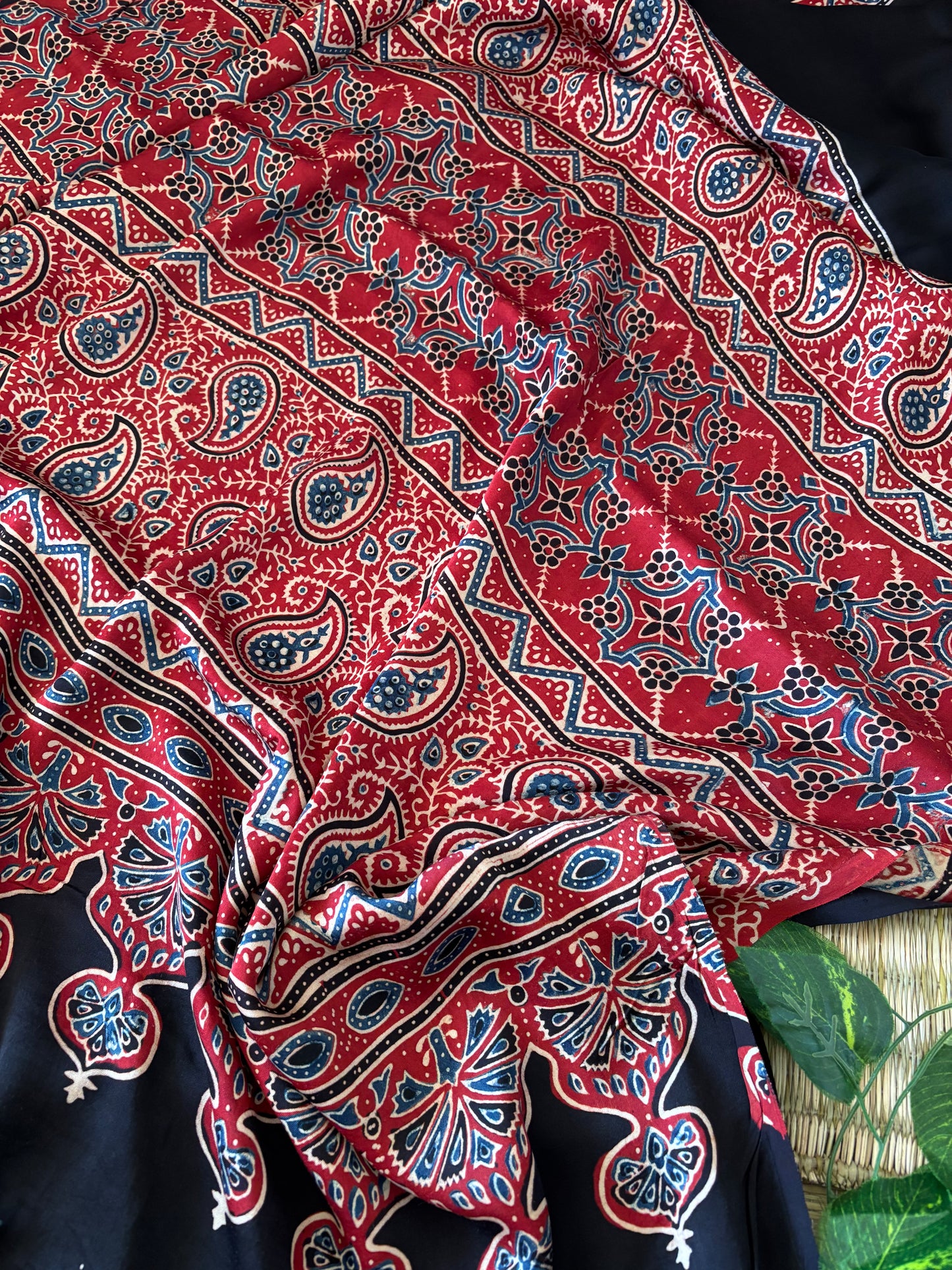 Ajrakh Modal Silk Saree