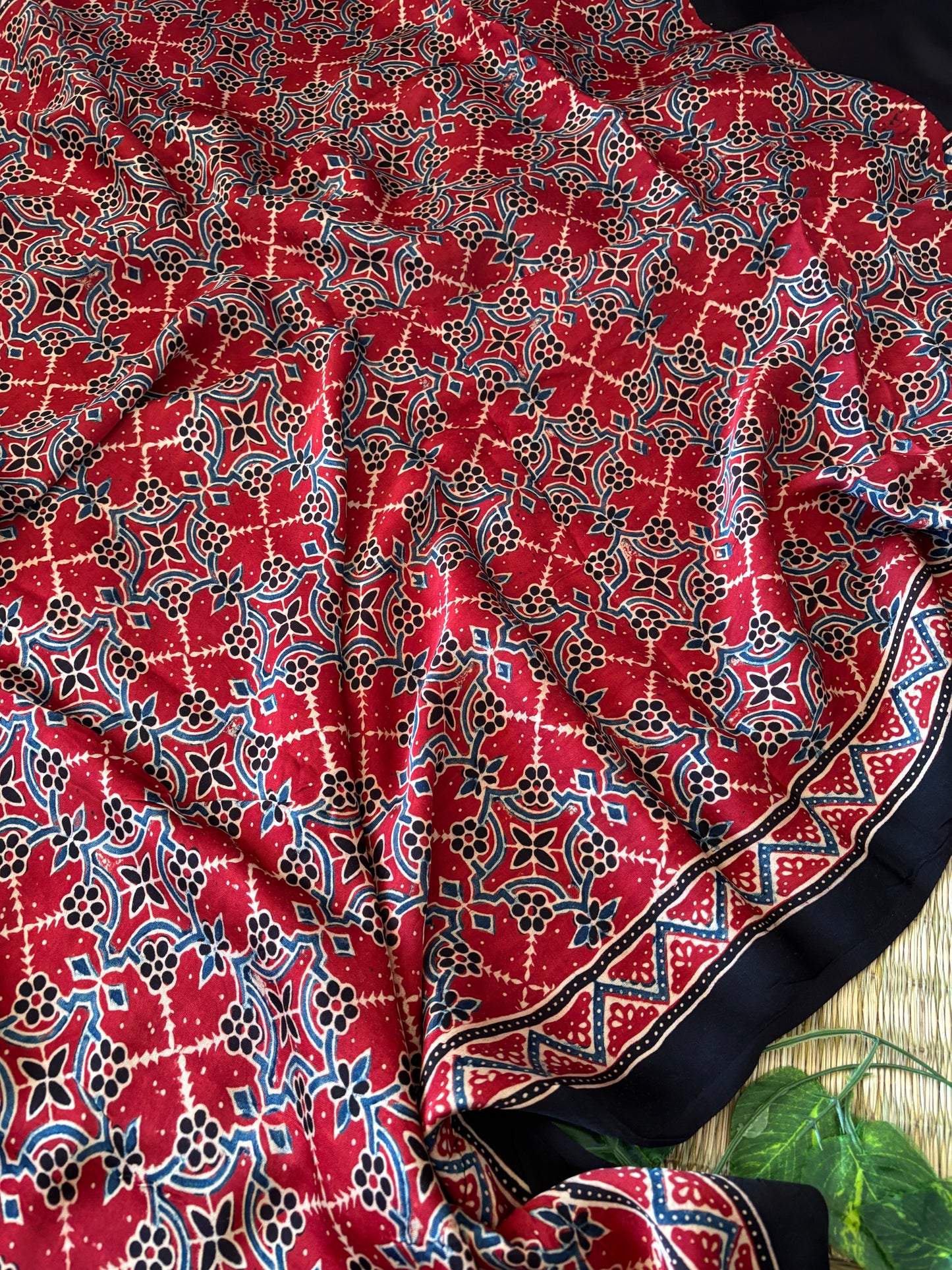 Ajrakh Modal Silk Saree