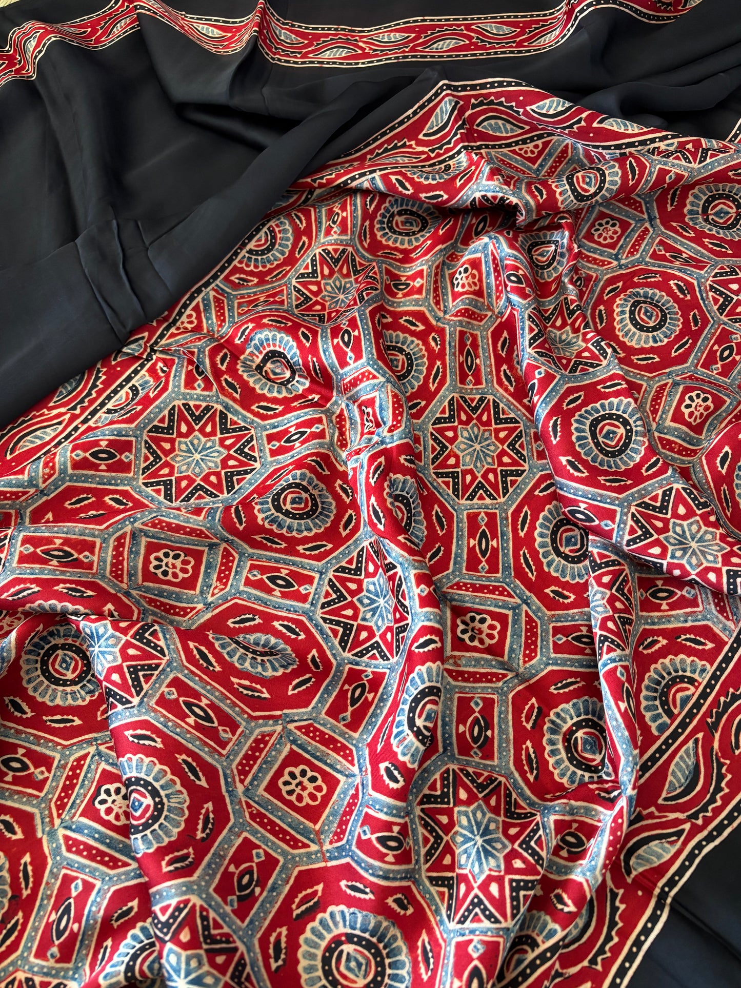 Ajrakh Modal Silk Saree