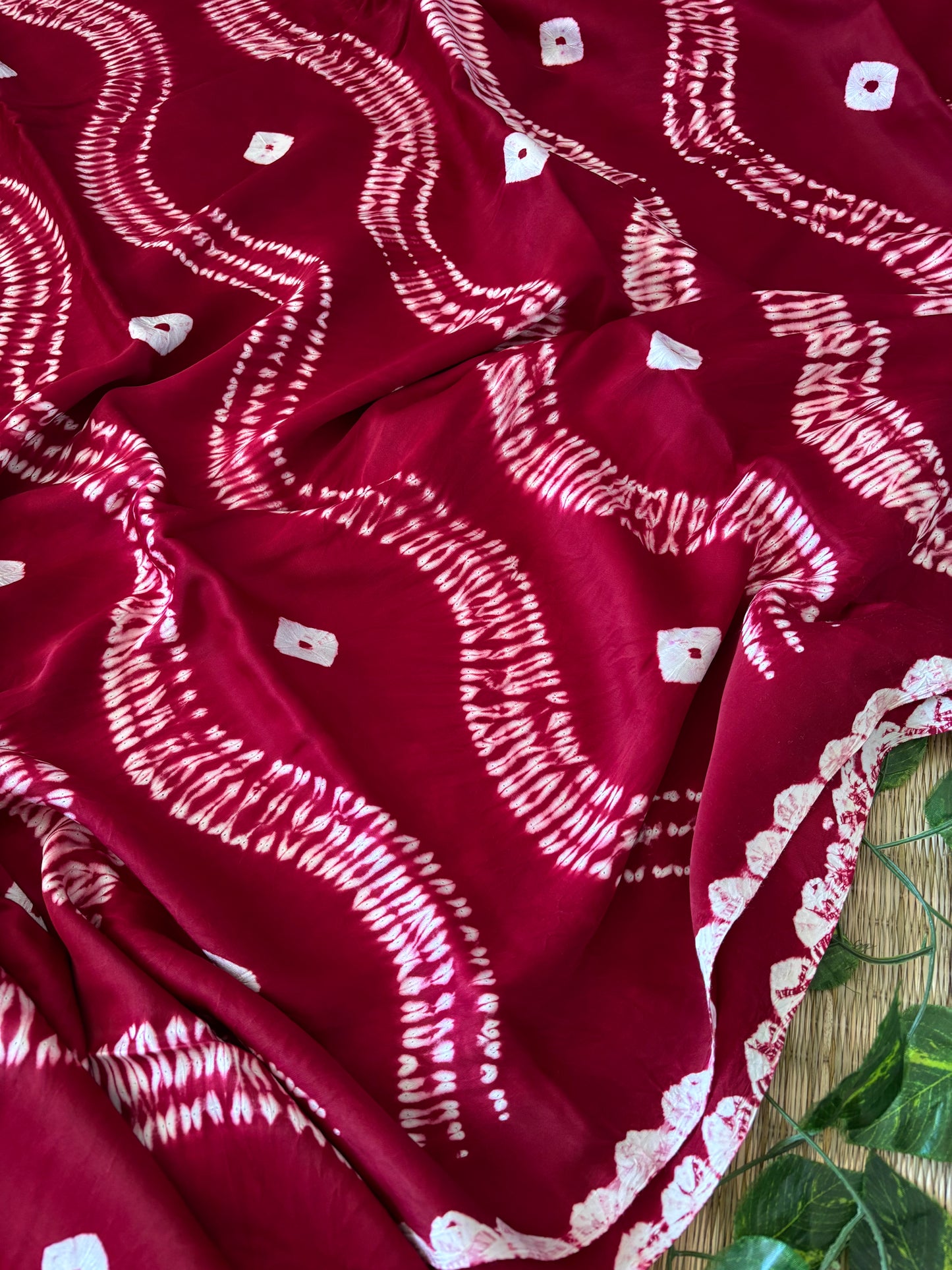 Modal Needle Shibori Saree (Maroon)