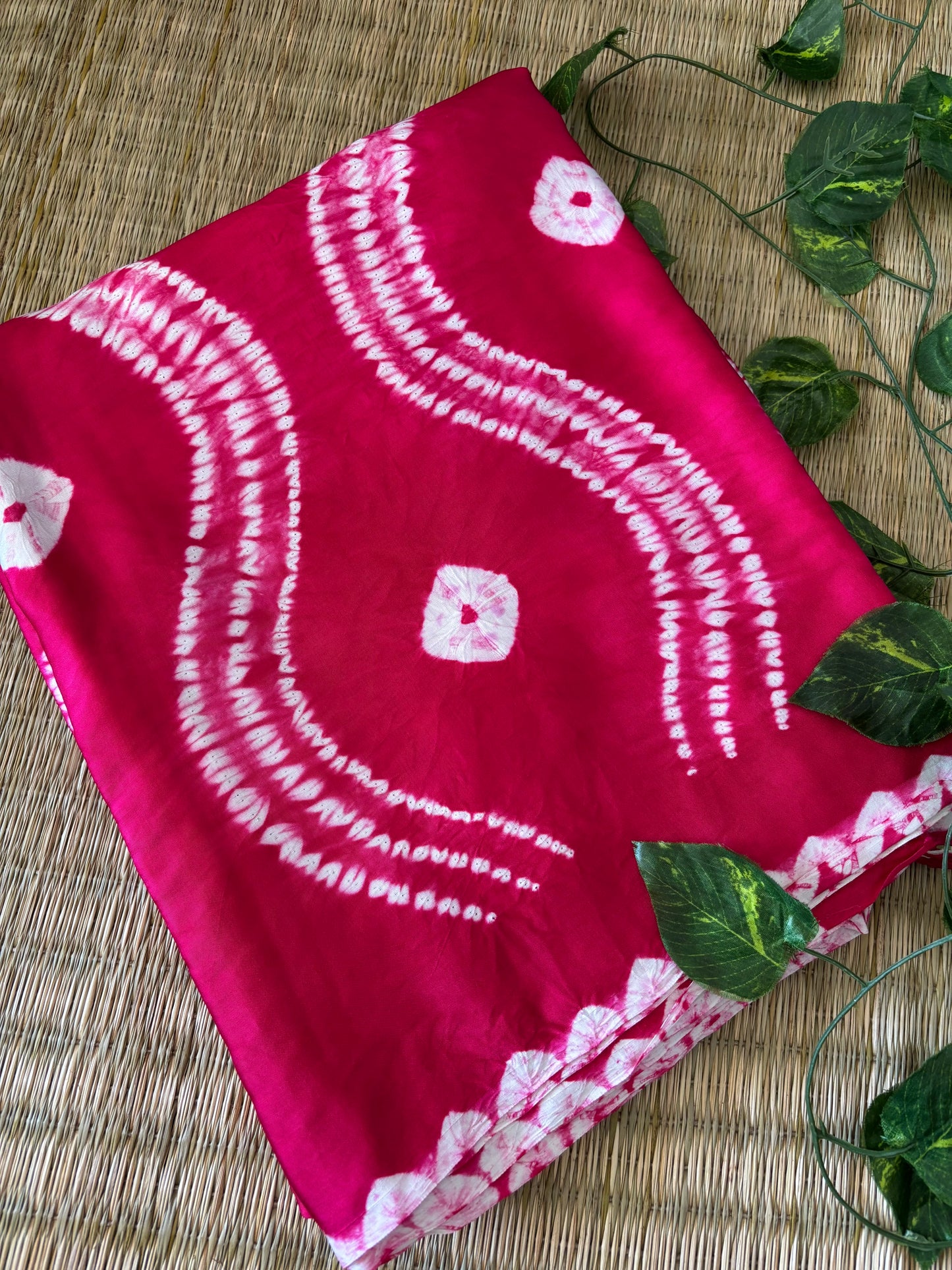 Modal Needle Shibori Saree (Rani Pink)