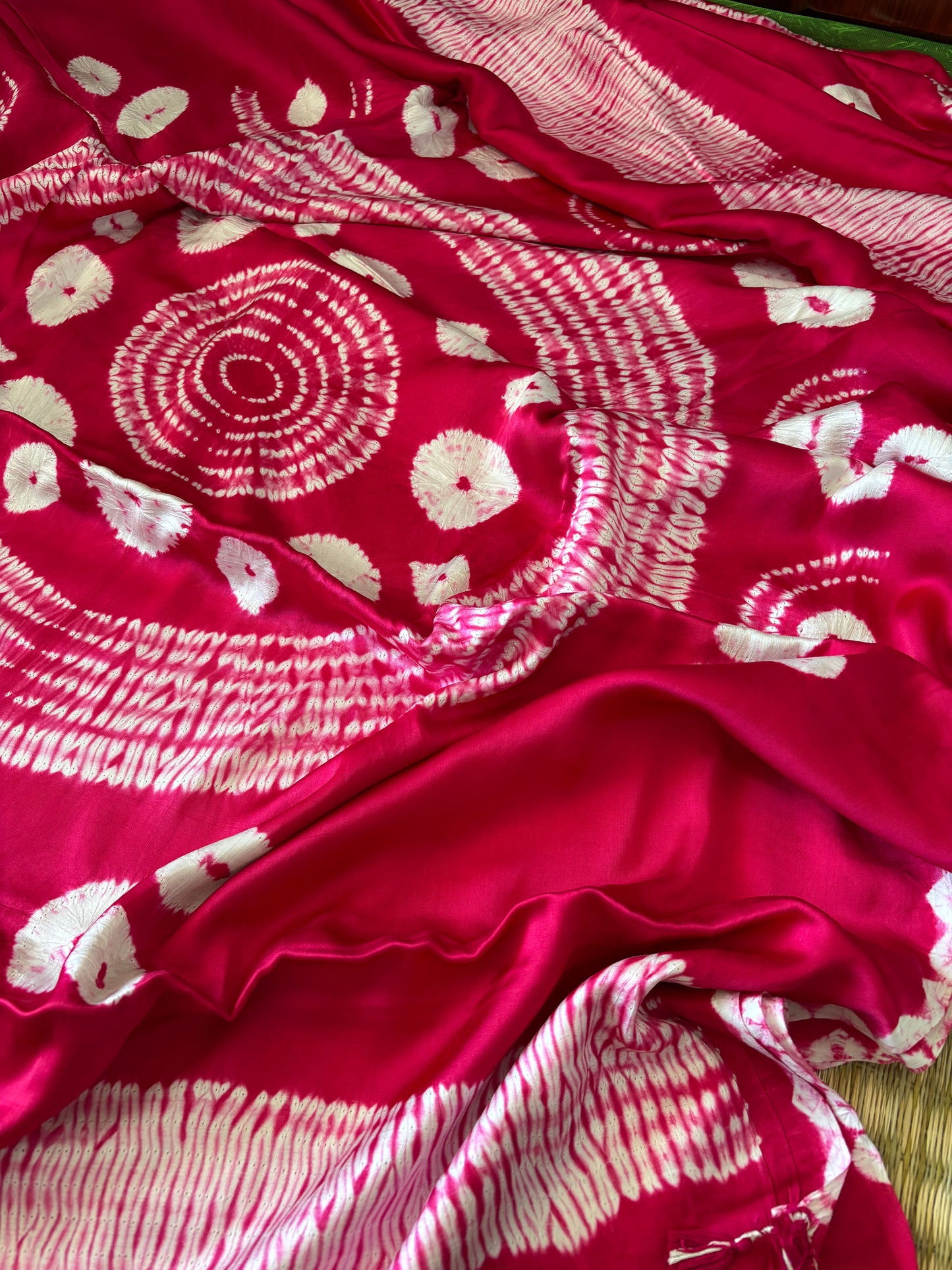 Modal Needle Shibori Saree (Rani Pink)