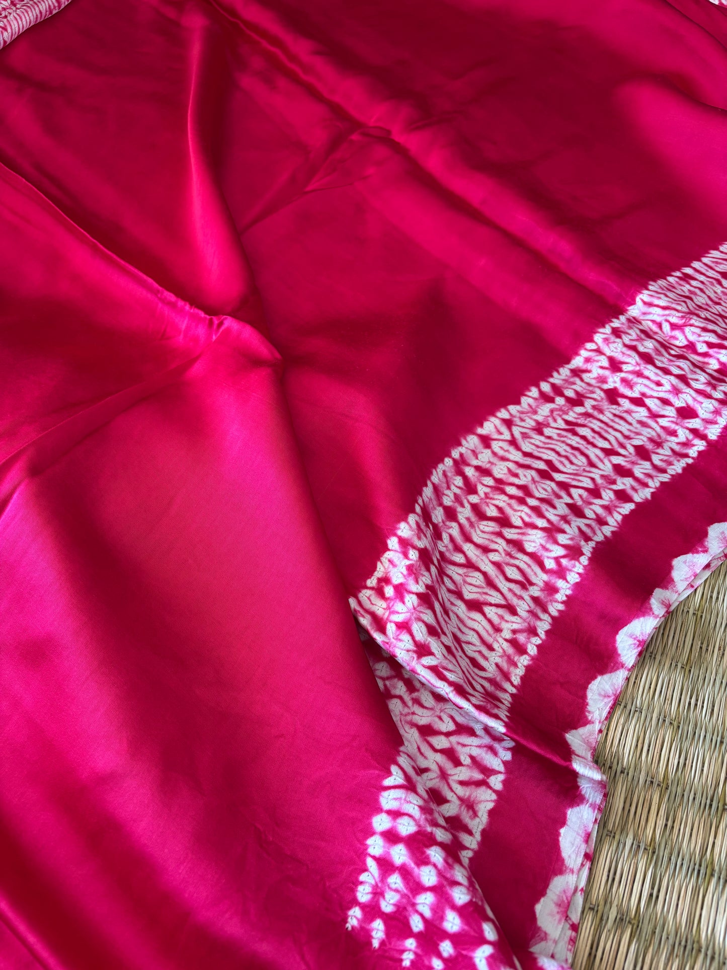 Modal Needle Shibori Saree (Rani Pink)