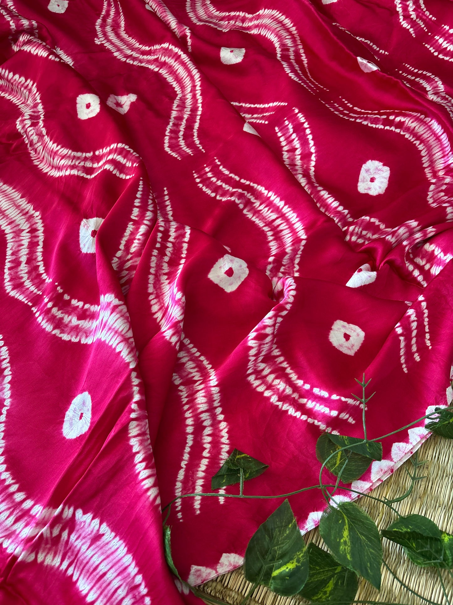 Modal Needle Shibori Saree (Rani Pink)