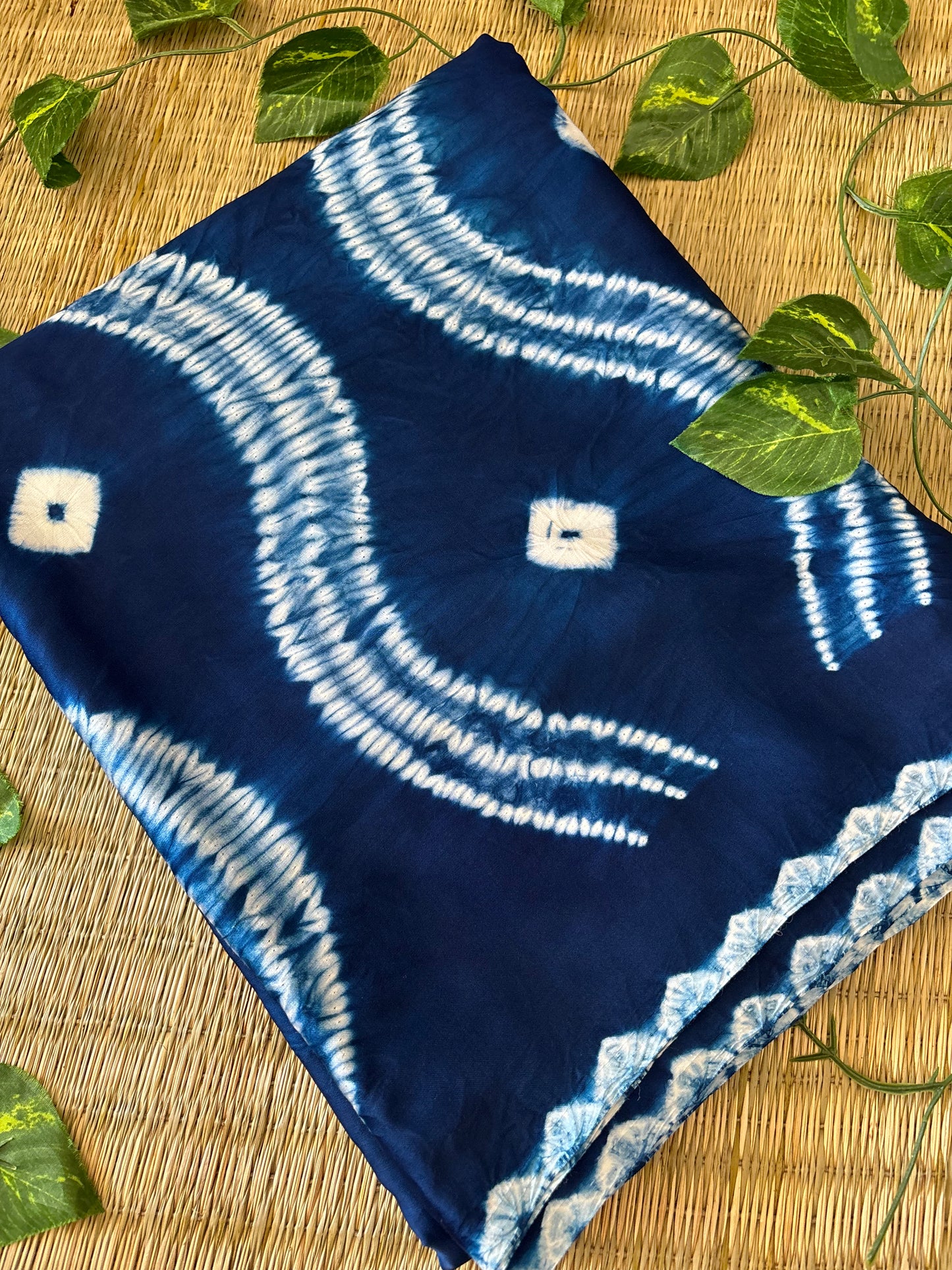 Modal Needle Shibori Saree (Indigo Blue)