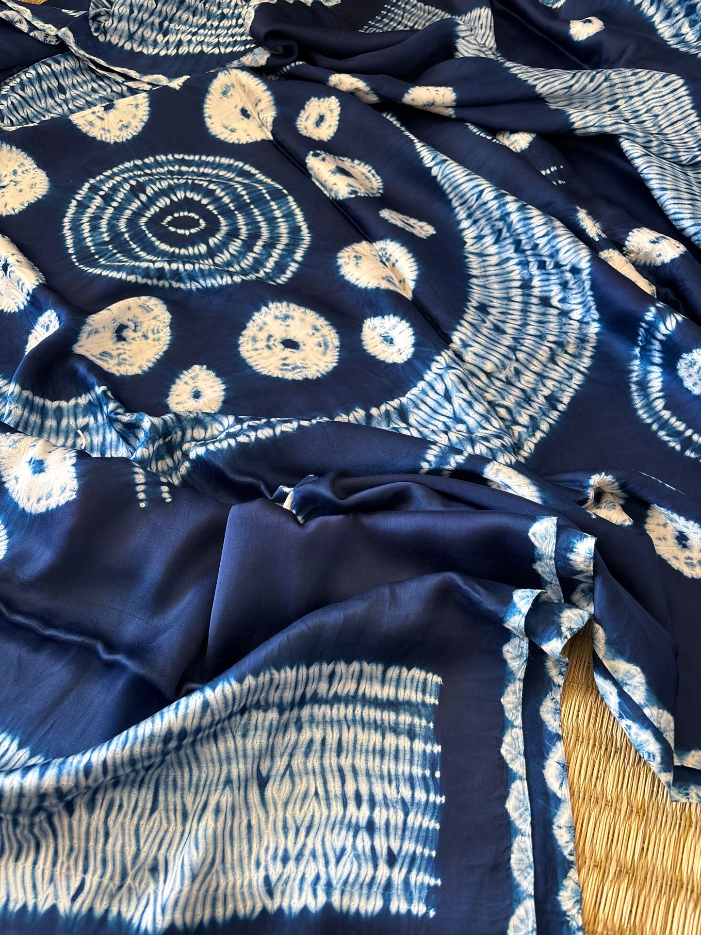 Modal Needle Shibori Saree (Indigo Blue)