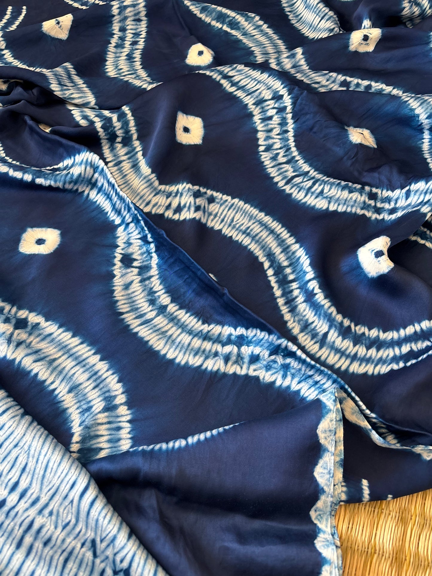 Modal Needle Shibori Saree (Indigo Blue)