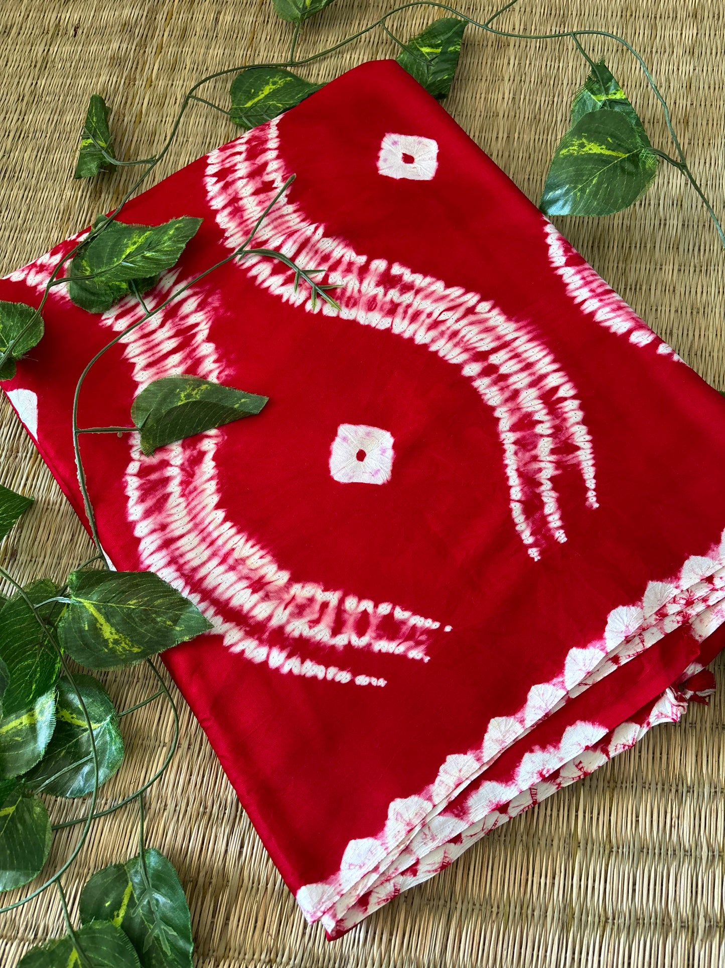 Modal Needle Shibori Saree (Red)