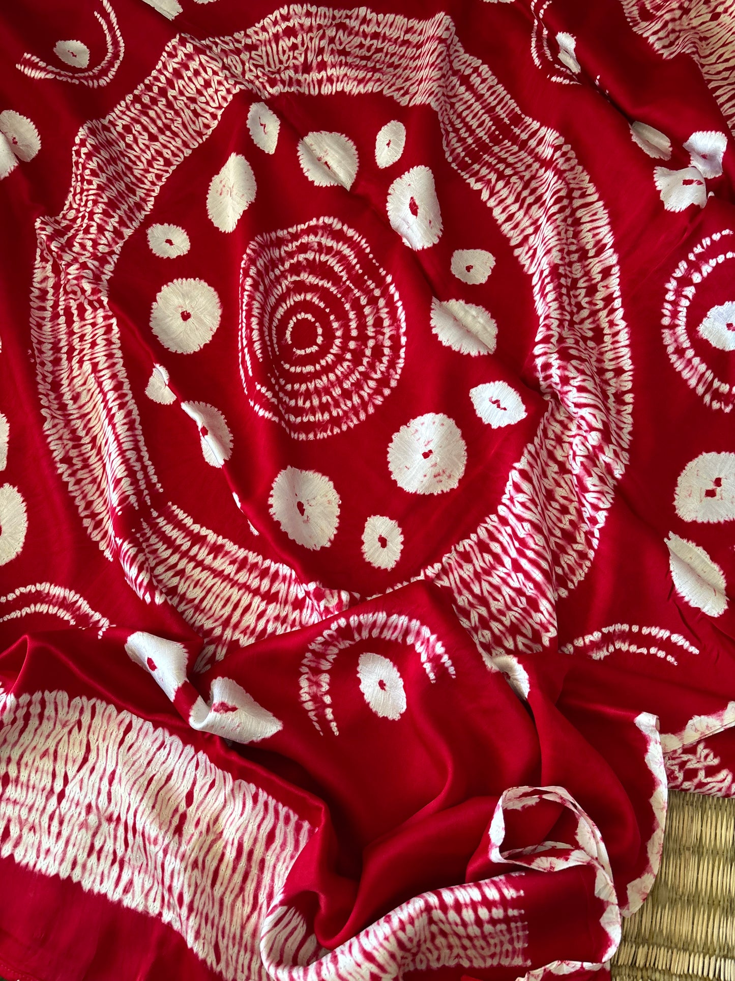 Modal Needle Shibori Saree (Red)