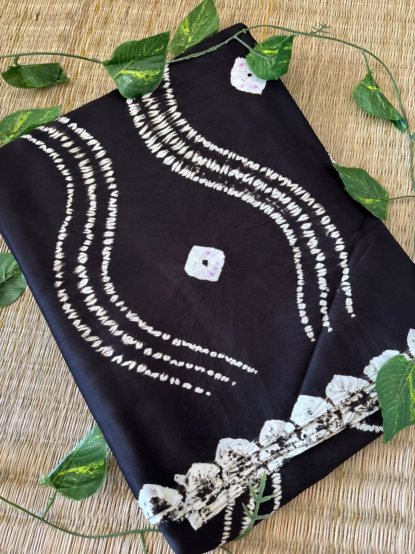 Modal Needle Shibori Saree (Black)