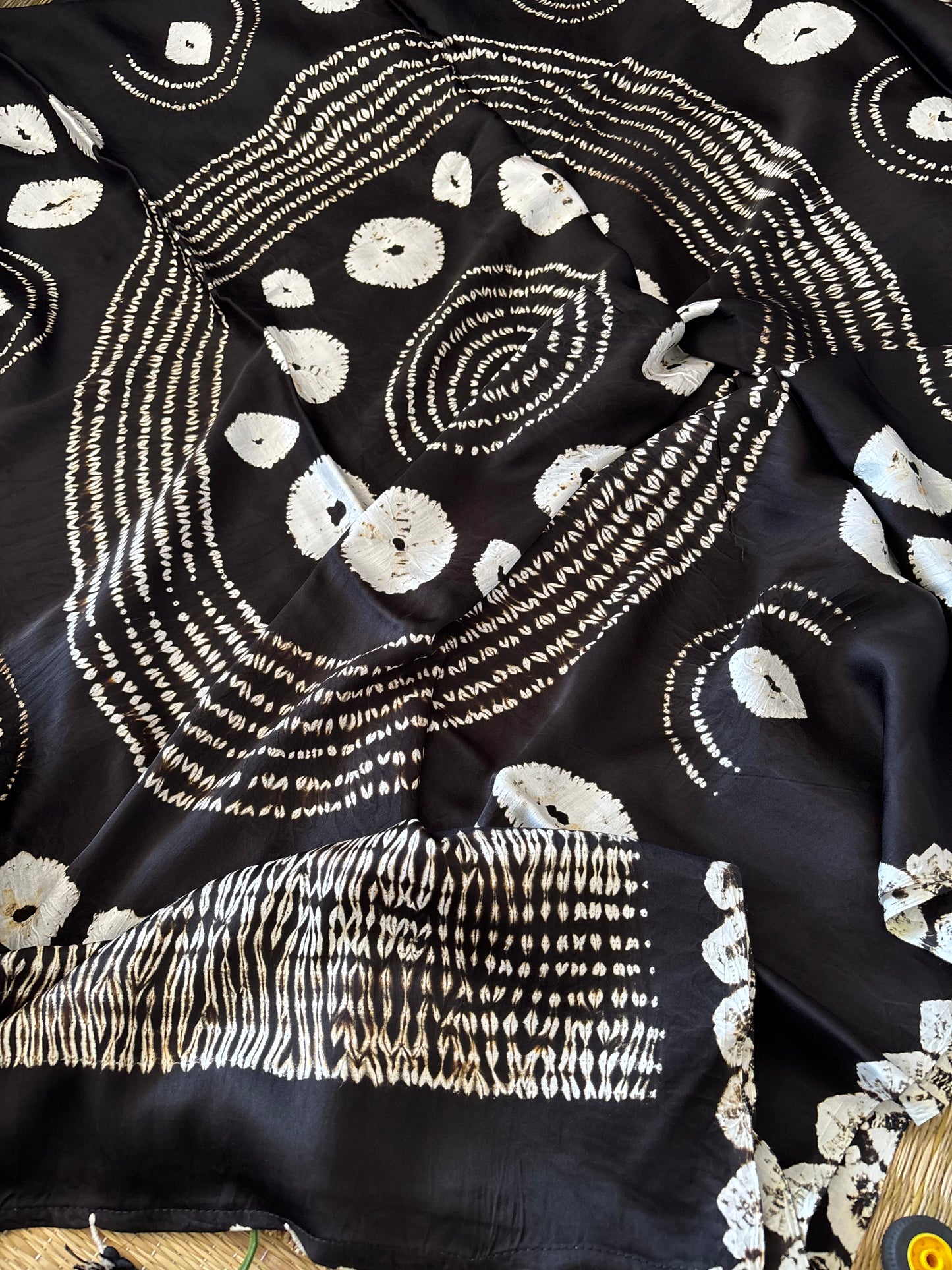 Modal Needle Shibori Saree (Black)