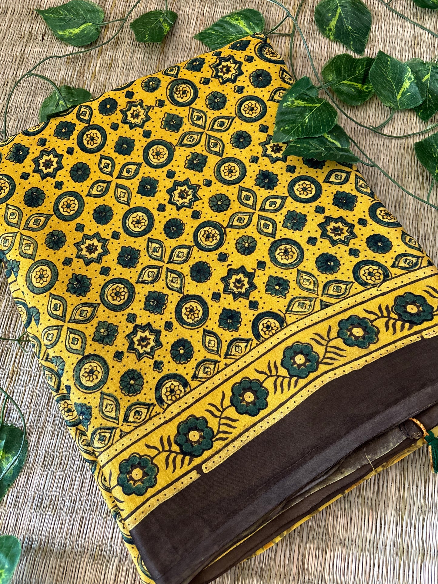 Ajrakh Modal Silk Saree