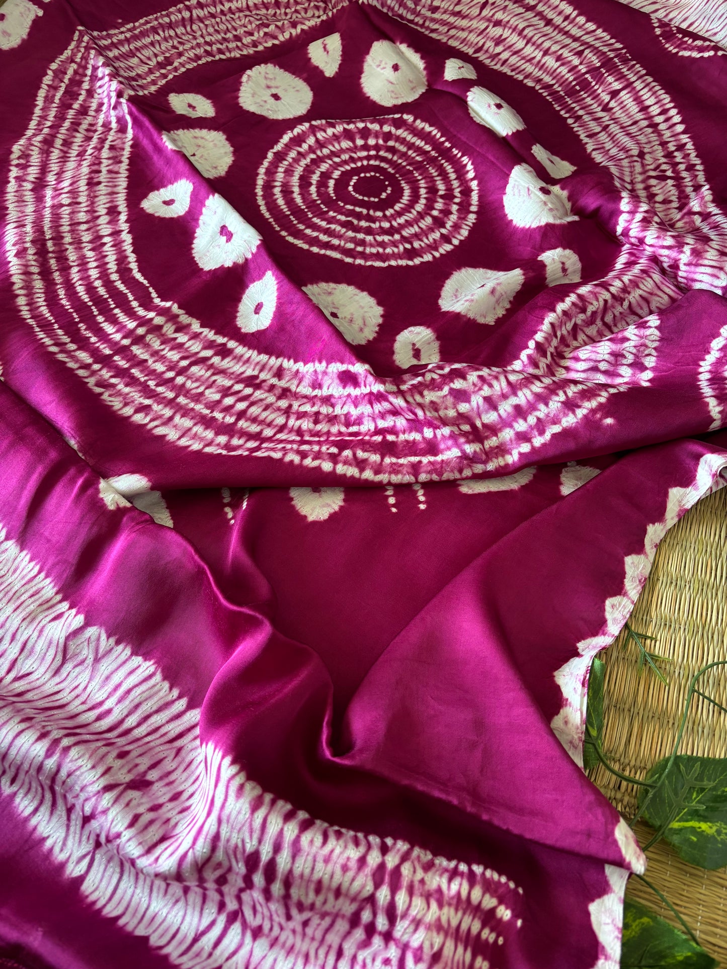 Modal Needle Shibori Saree (Magenta)