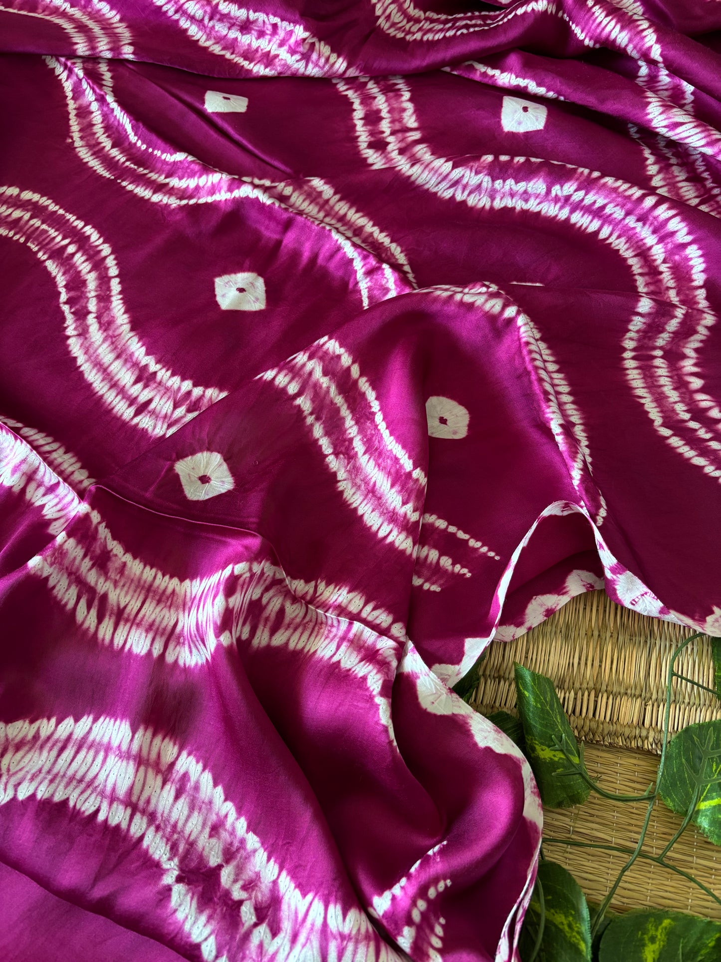 Modal Needle Shibori Saree (Magenta)