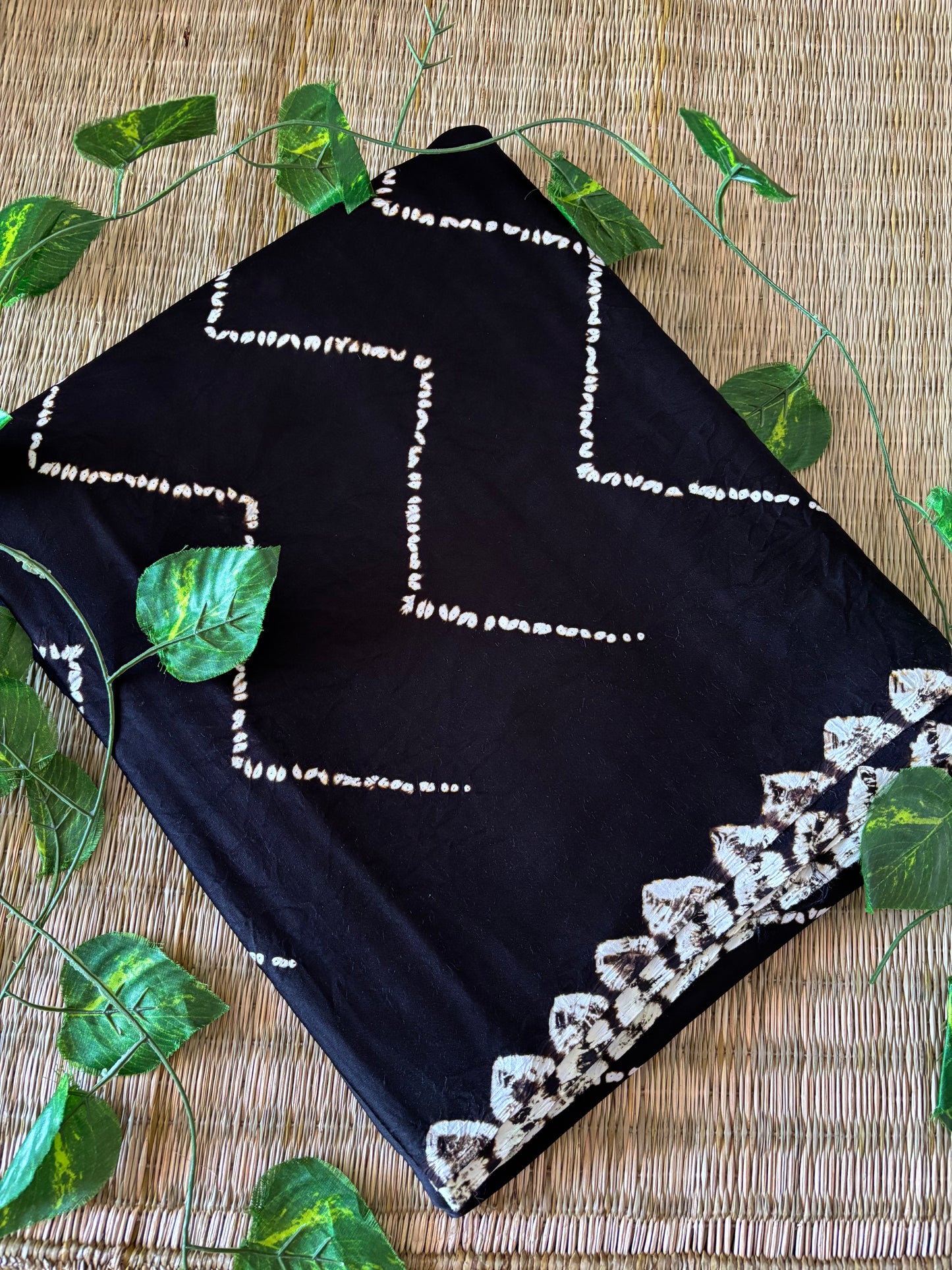 Modal Needle Shibori Saree ( Black)