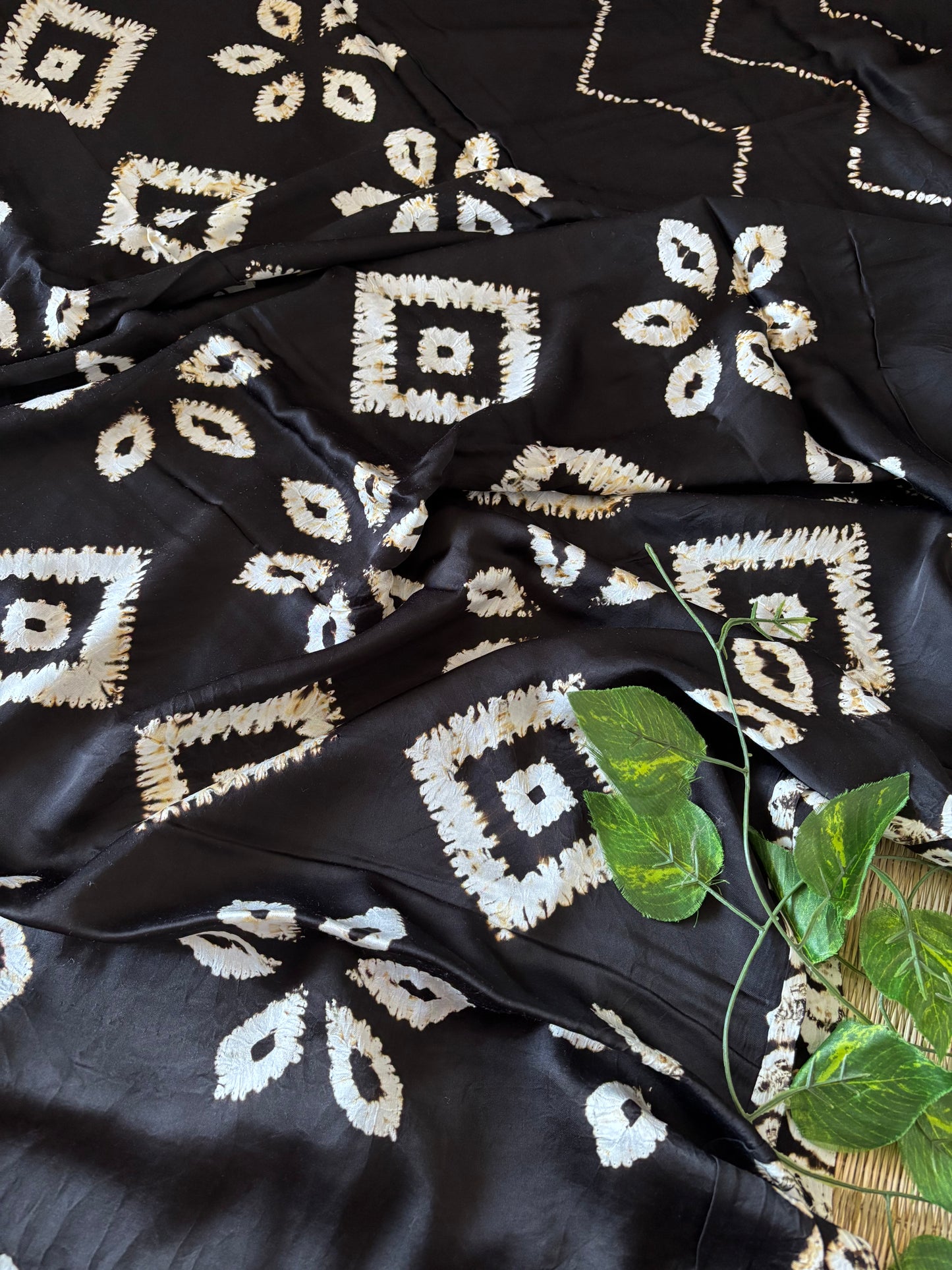 Modal Needle Shibori Saree ( Black)