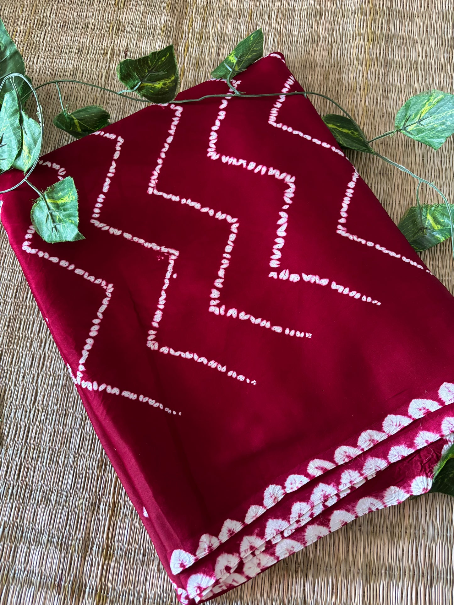Modal Needle Shibori Saree (Maroon)