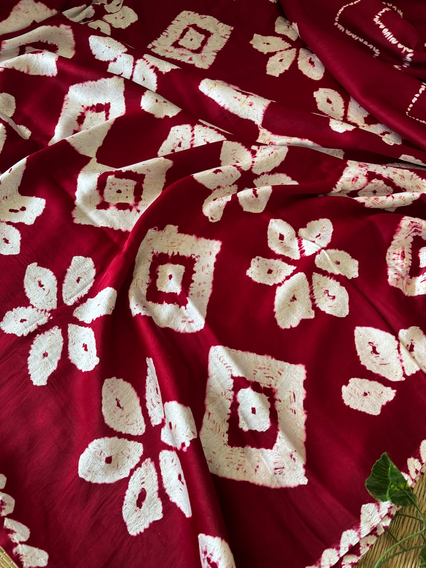 Modal Needle Shibori Saree (Maroon)
