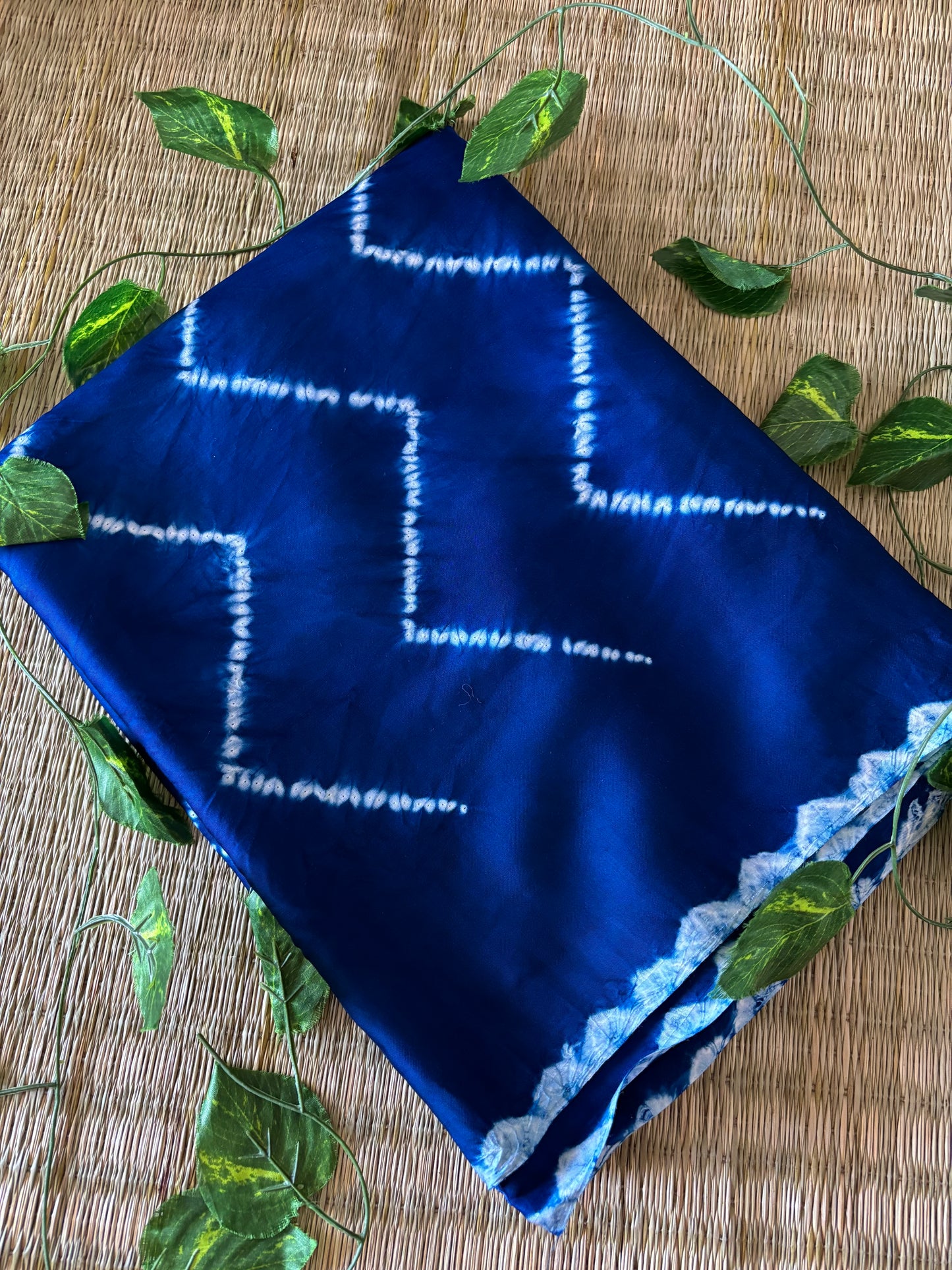 Modal Needle Shibori Saree(Indigo blue)