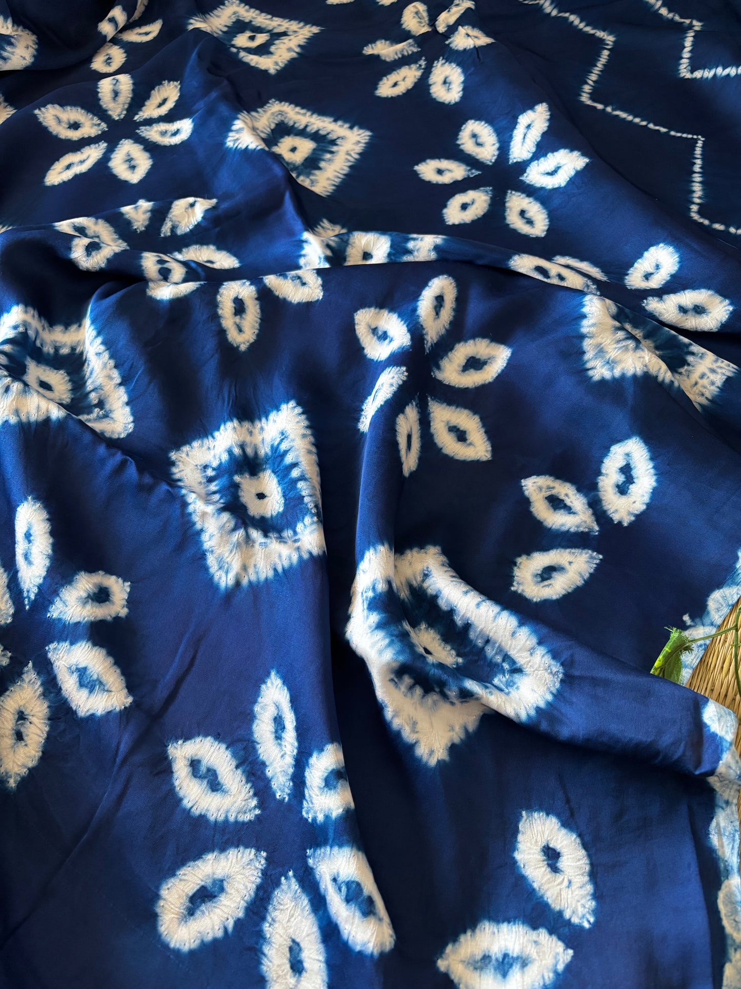 Modal Needle Shibori Saree(Indigo blue)