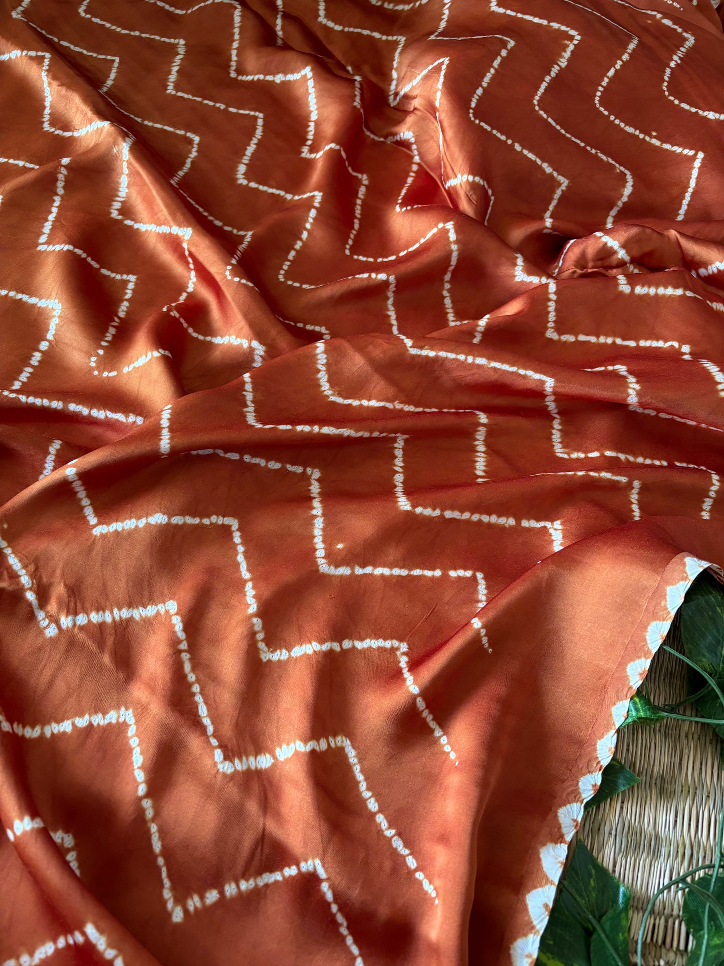 Modal Needle Shibori Saree (Rust Orange)