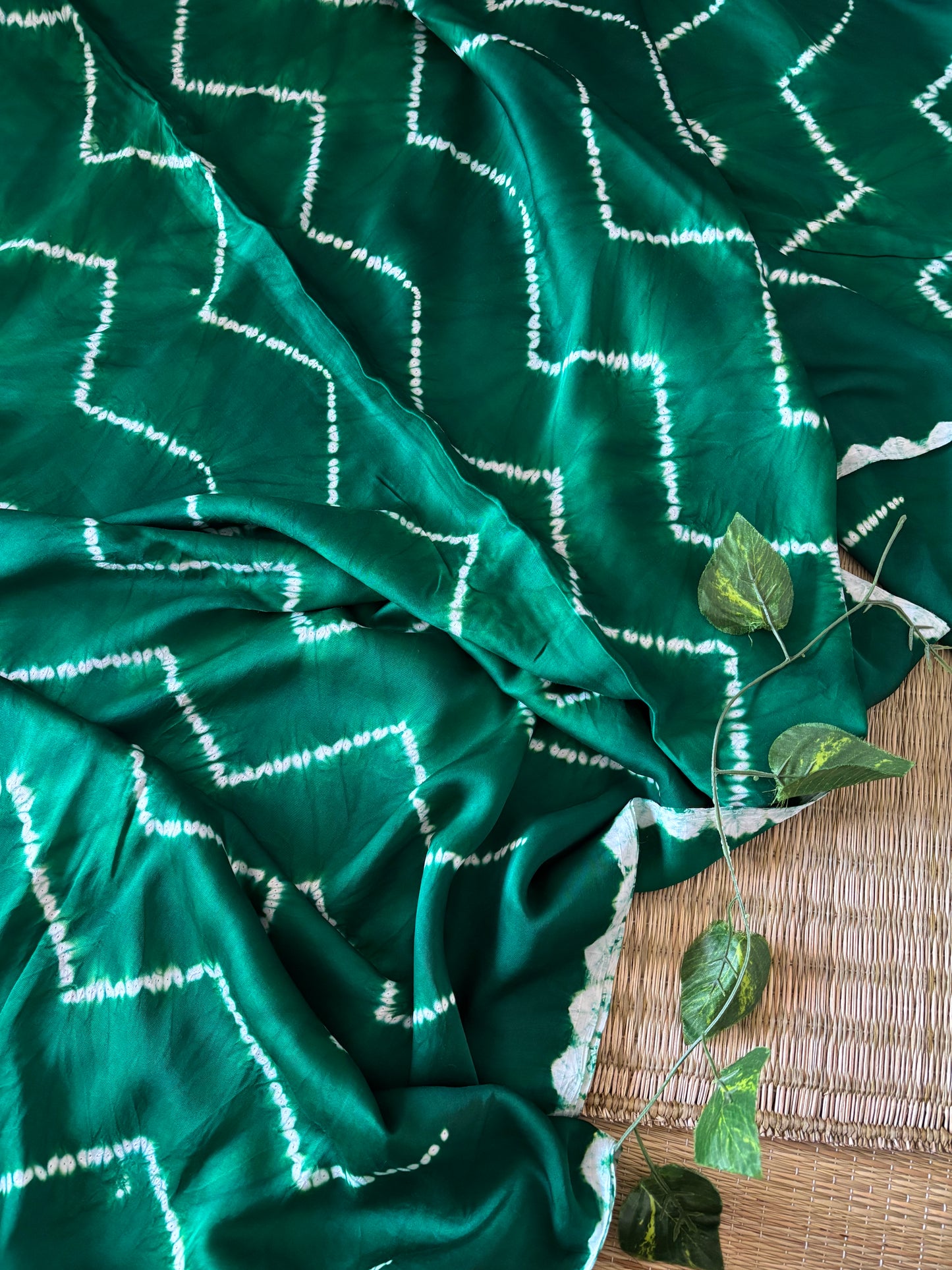 Modal Needle Shibori Saree (Bottle Green)