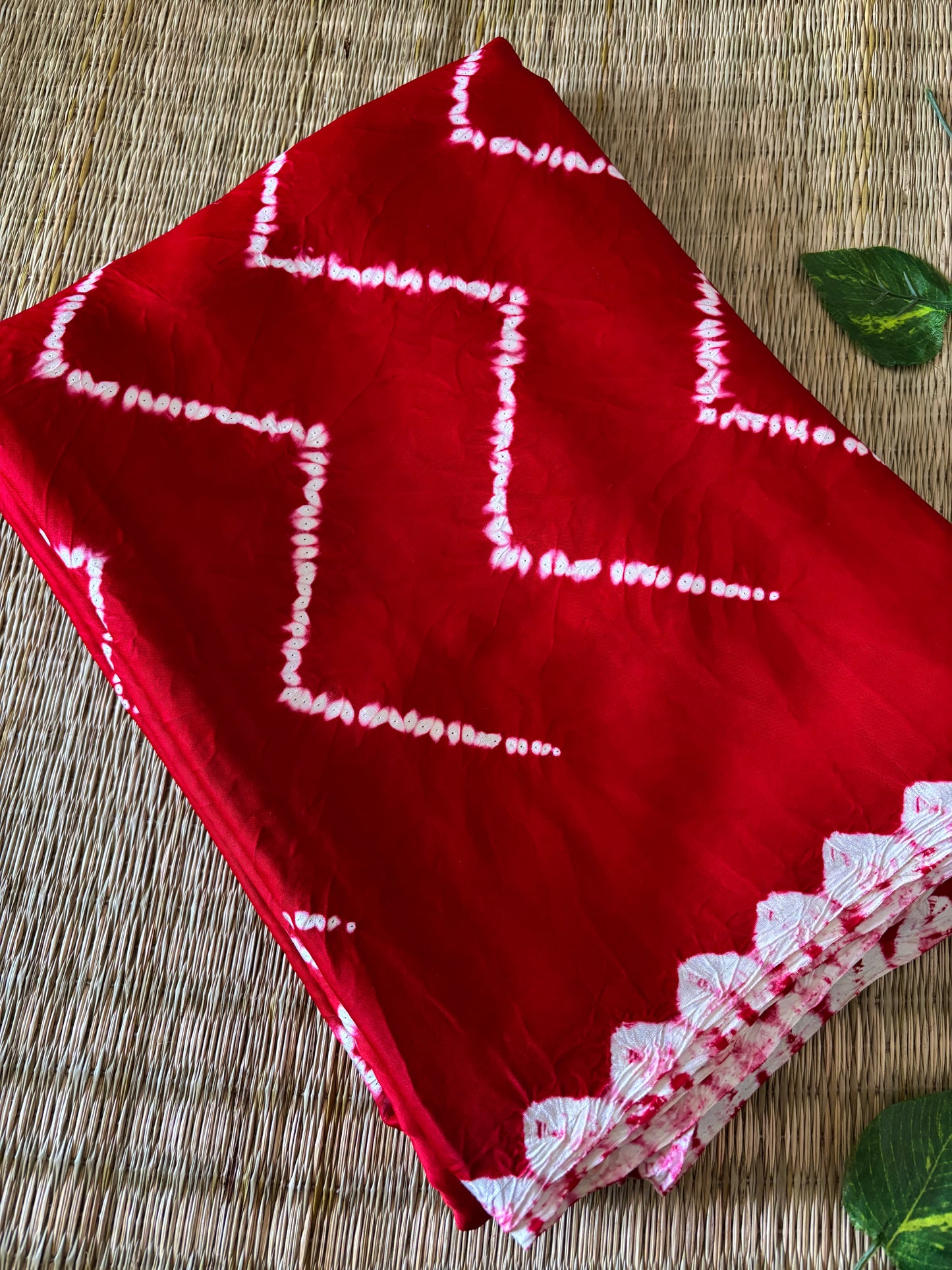 Modal Needle Shibori Saree (Red)